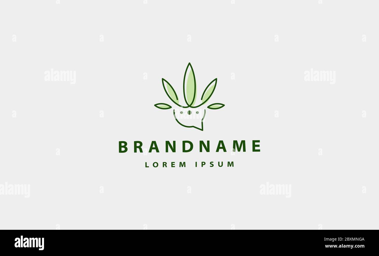 cannabis chat talk logo vector icon illustration Stock Vector