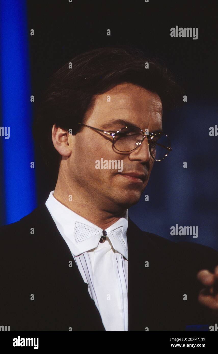 Wetten dass, Spielshow, Deutschland 1992, Moderator Wolfgang Lippert Stock Photo