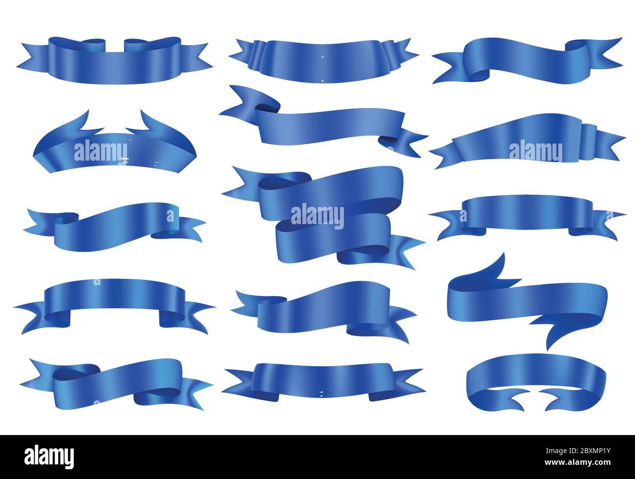 Blue ribbon banners collection. Vector illustration for advertising luxury style. Stock Vector