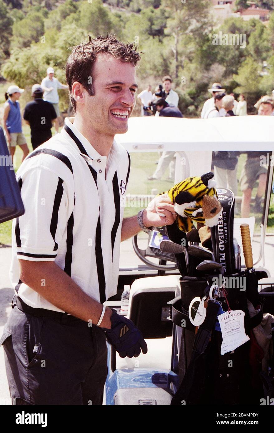 Moderator und Berufsgolfer Holger Speckhahn bei der Boris Becker Golf Trophy 2001 im Dorint Royal Golfresort & Spa Camp de Mar auf  Mallorca, Spanien 2001. Stock Photo