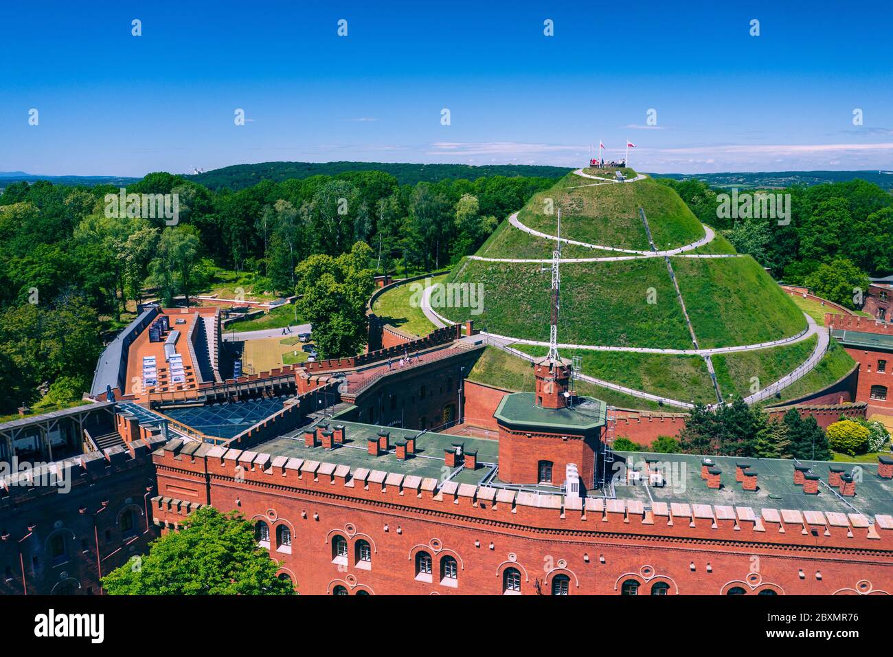 Kosciuszko Mound (Kopiec Kosciuszki) Aerial View. Krakow, Poland. Erected in 1823 to commemorate