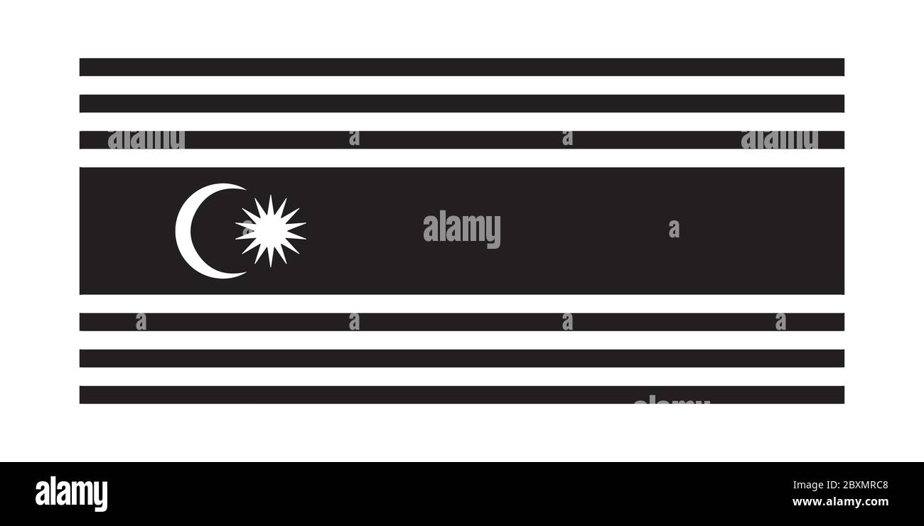 Flag of Kuala Lumpur Federal Territory Malaysia. KL Flag Malaysia. Black and white EPS Vector File. Stock Vector
