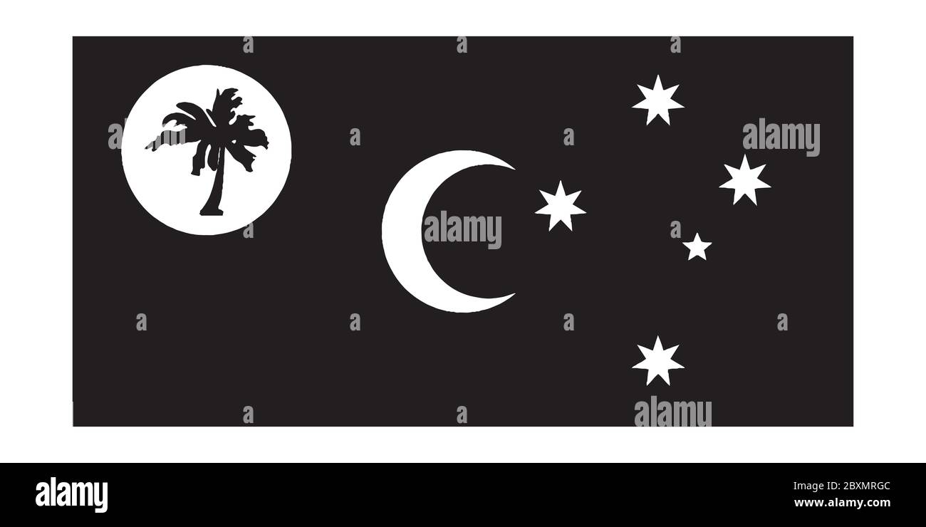 Flag of the Territory of Cocos (Keeling) Islands Australia. Black and white EPS Vector File. Stock Vector
