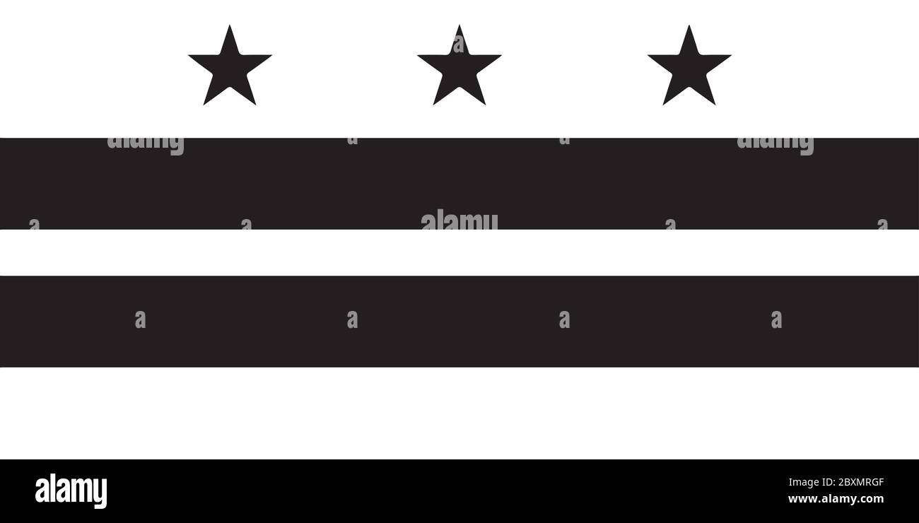 Flag of Washington, D.C. District of Columbia. Black and white EPS Vector File. Stock Vector