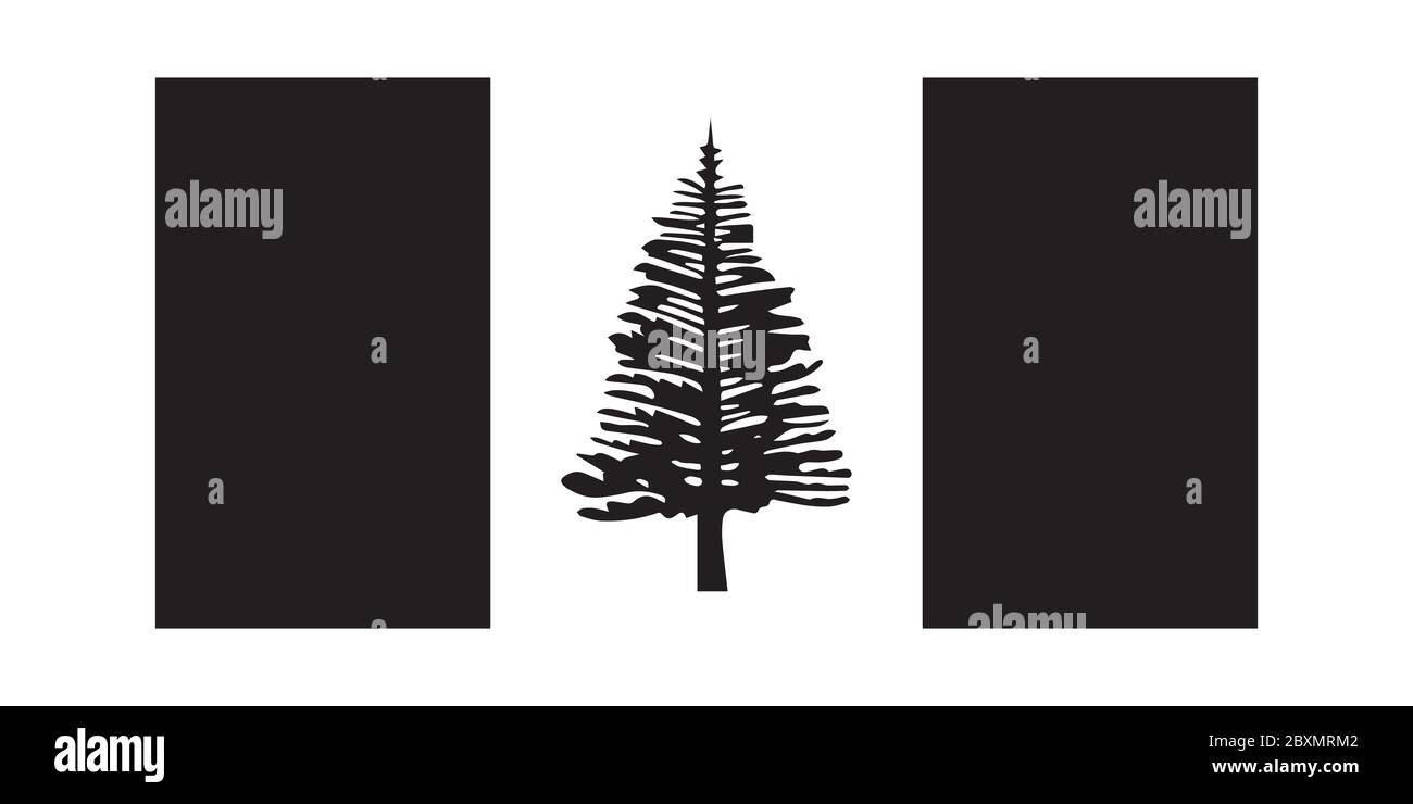 Flag of Norfolk Island Australia. Black and white EPS Vector File. Stock Vector