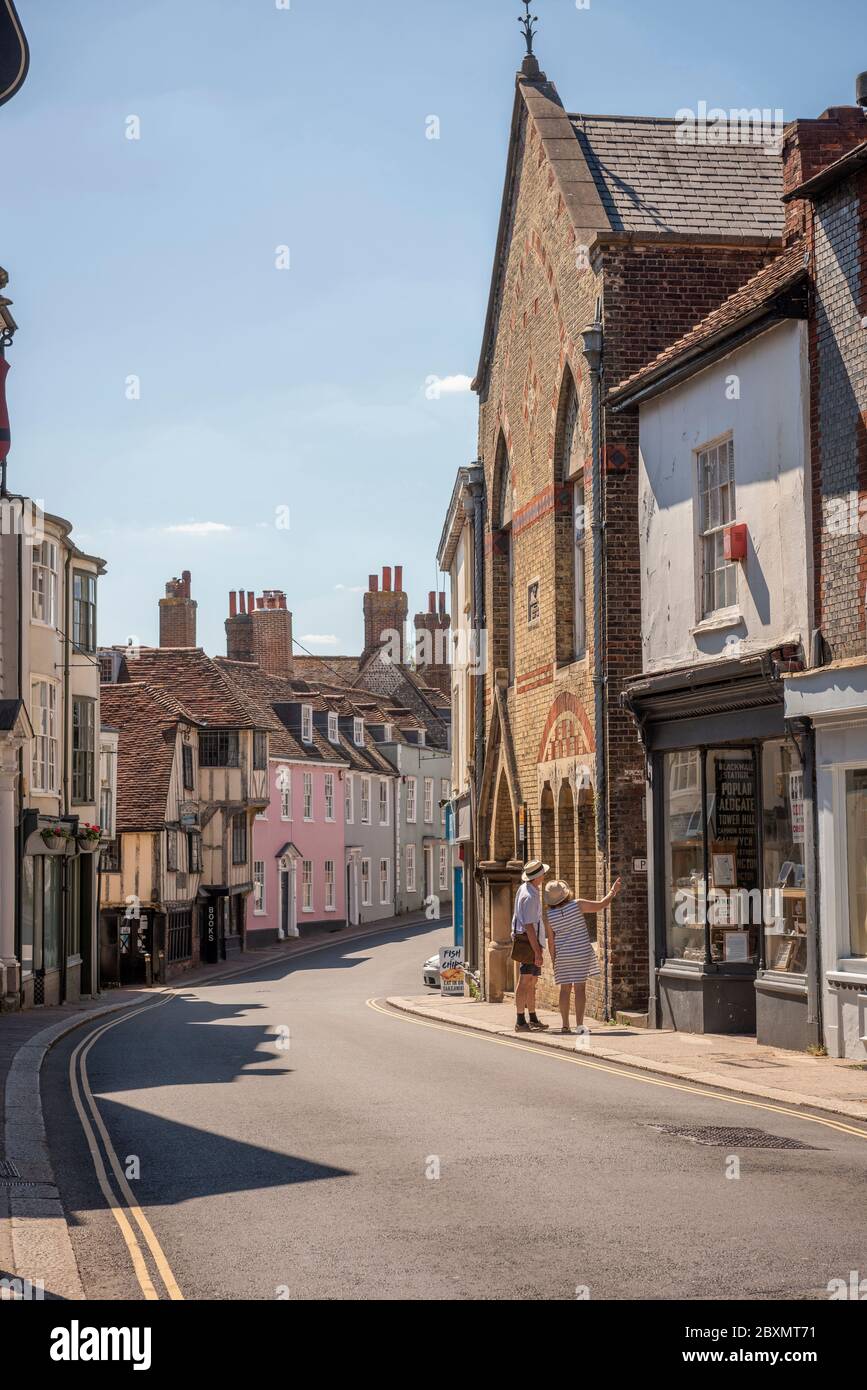 A deserted Lewes High Street during Lockdown, East Sussex, UK Stock Photo