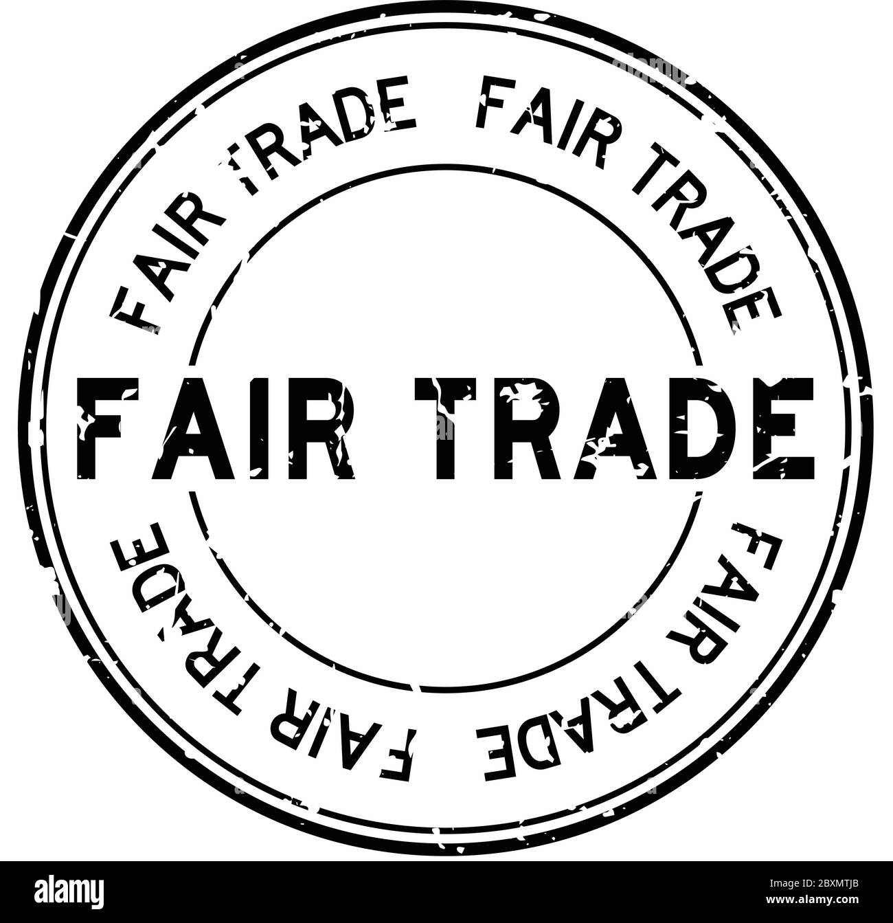 Grunge black fair trade word round rubber seal stamp on white background Stock Vector