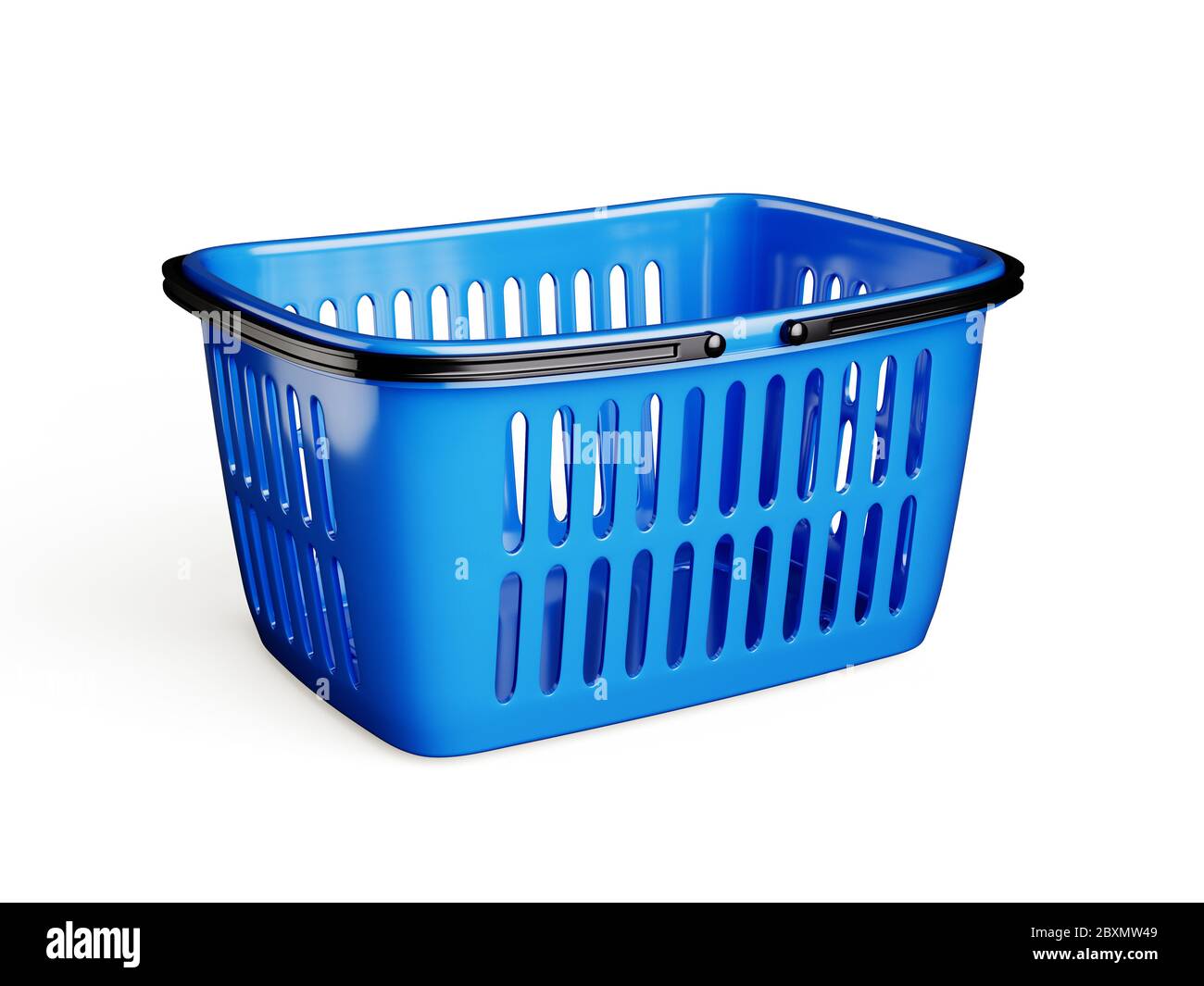 3d illustration of blue shopping basket isolated on white background Stock Photo