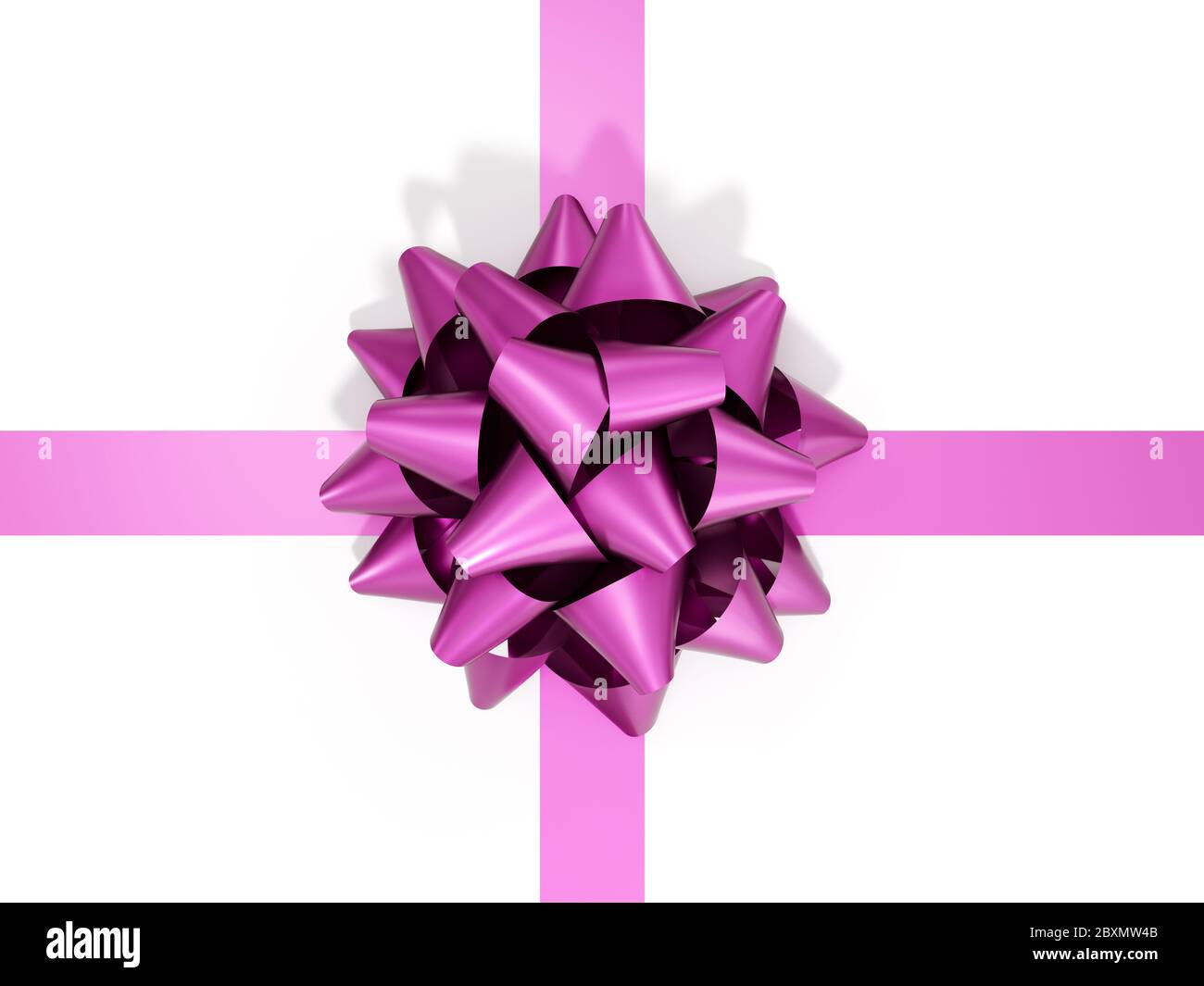 Purple bow gift. 3d rendering illustration isolated on white background Stock Photo