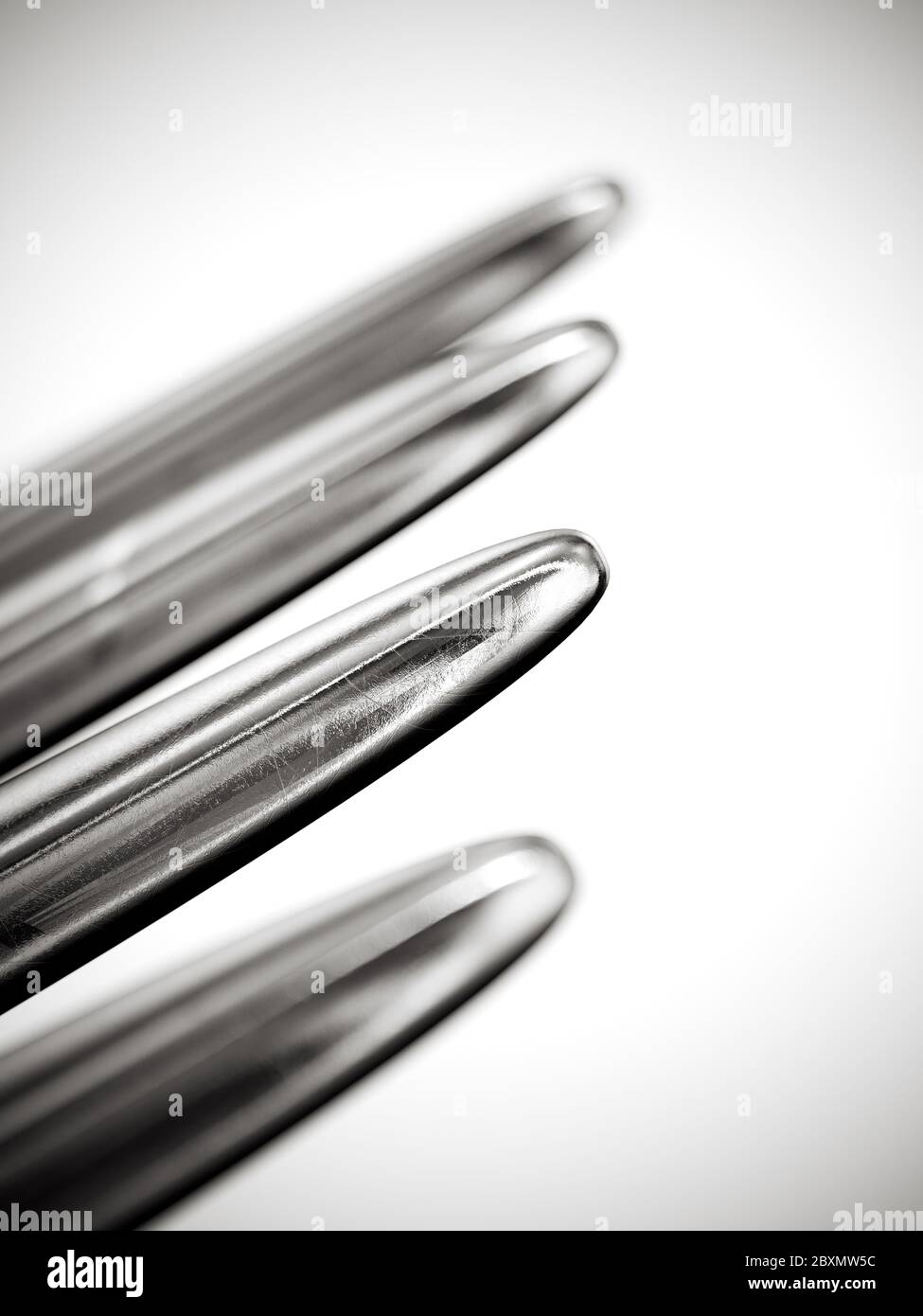 3d render of fork on white background. Macro shallow depth of field Stock Photo