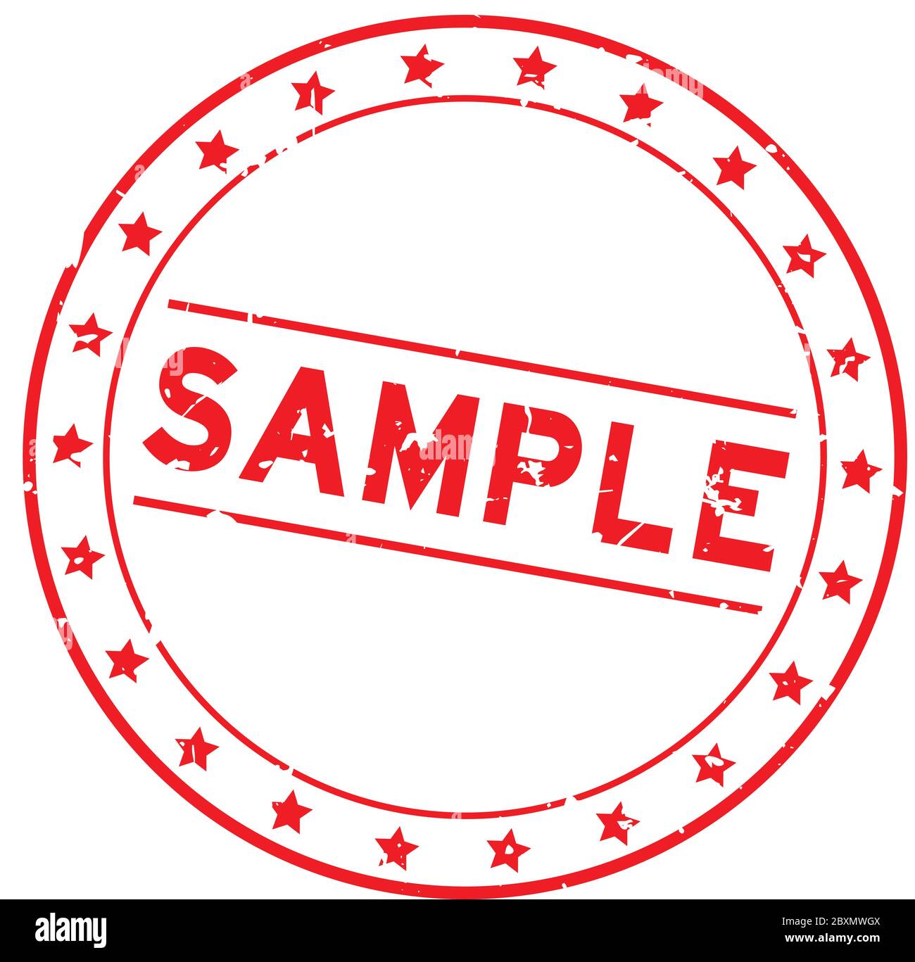 Grunge red sample word round rubber seal stamp on white background Stock Vector