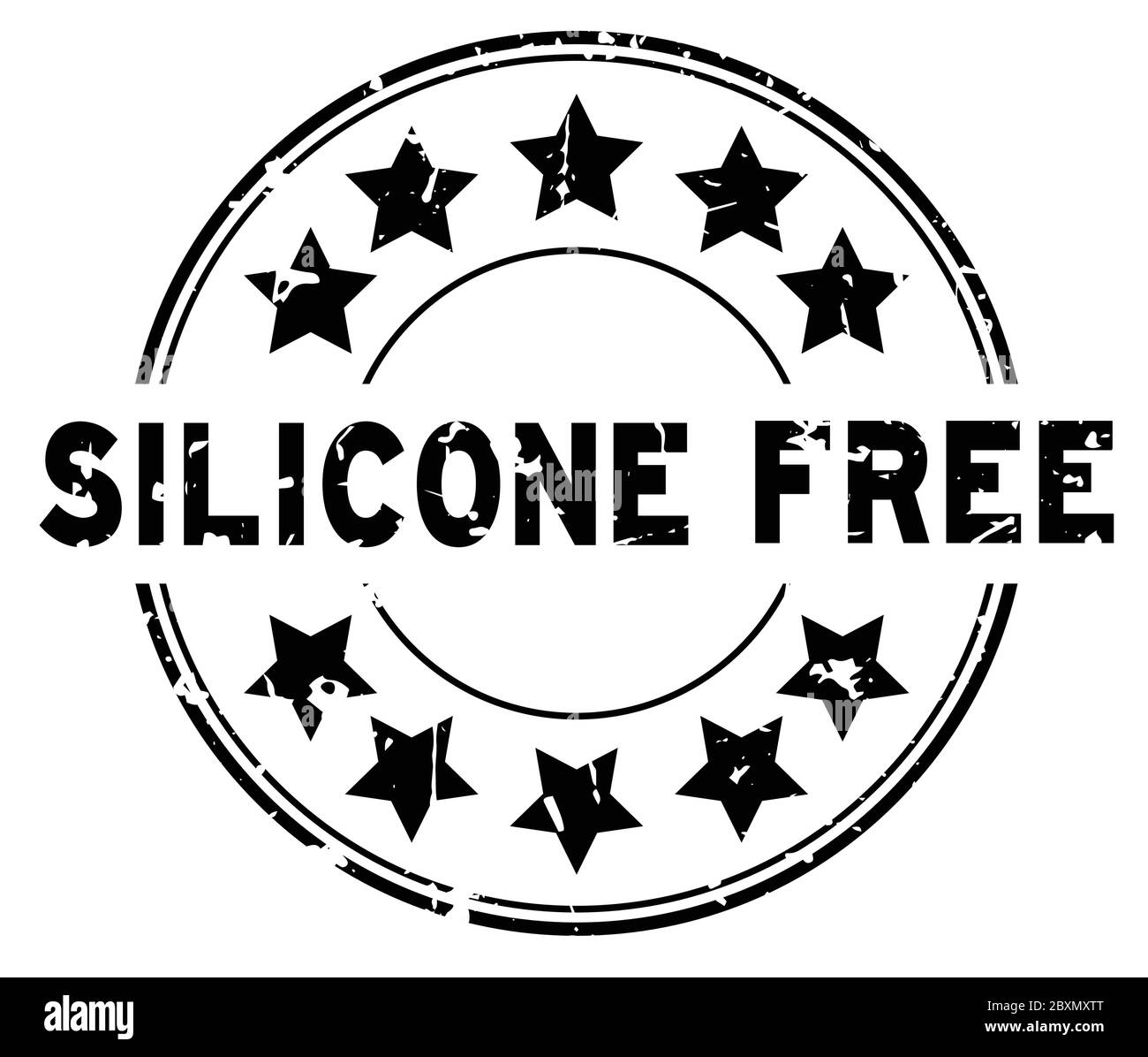 Grunge black silicone free word with star icon round rubber seal stamp ...