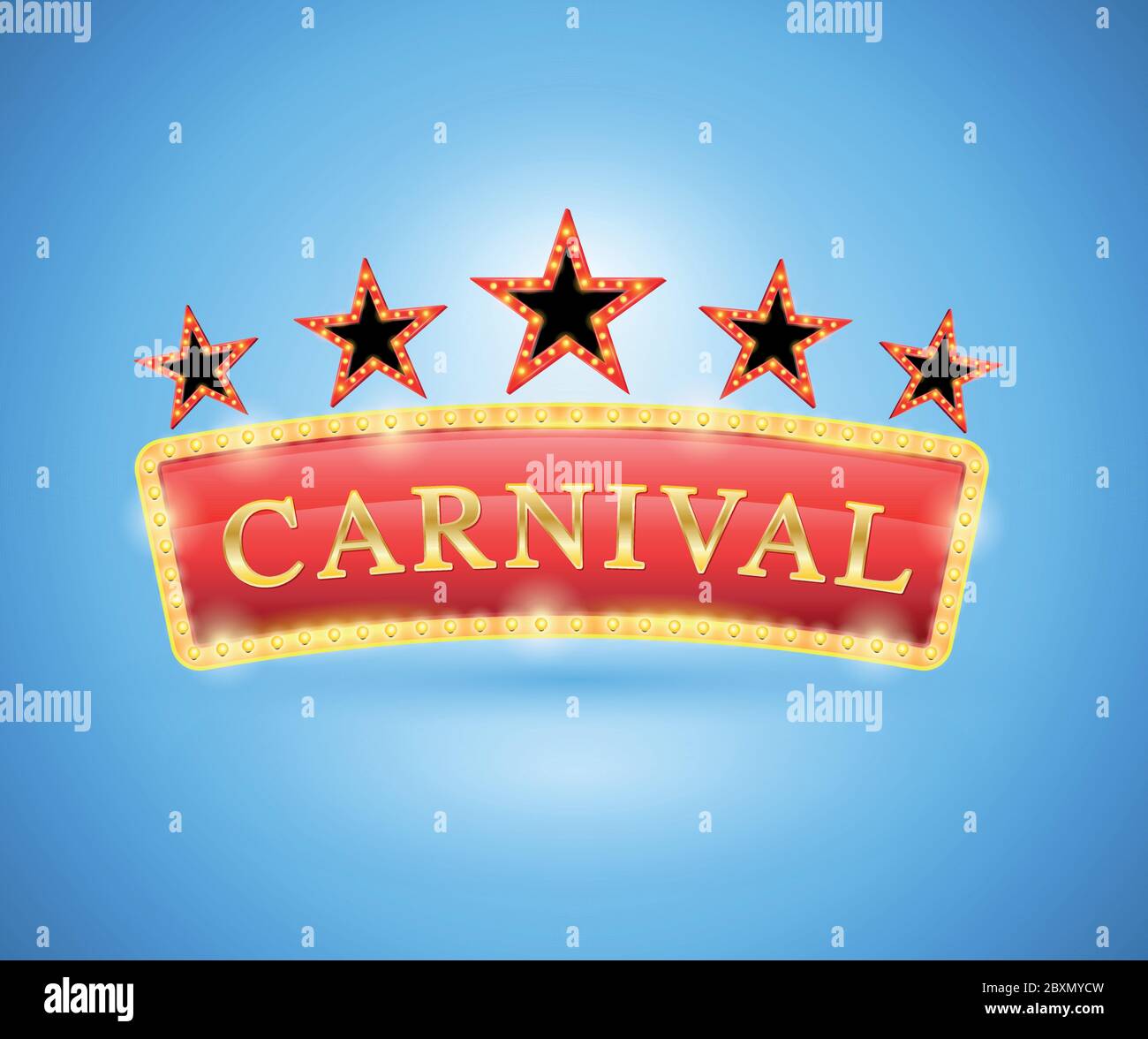 Carnival banner retro style with five star. Vector illustration for carnival poster. Stock Vector