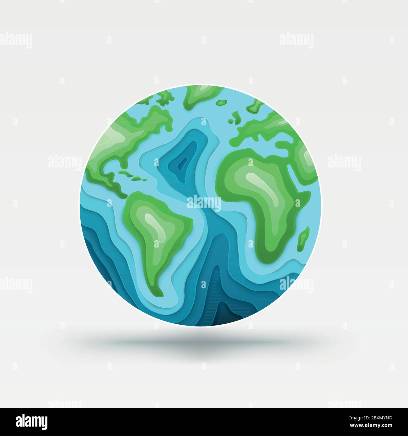 Green Paper Cut World Map Illustration Of Planet Earth Land Shape In