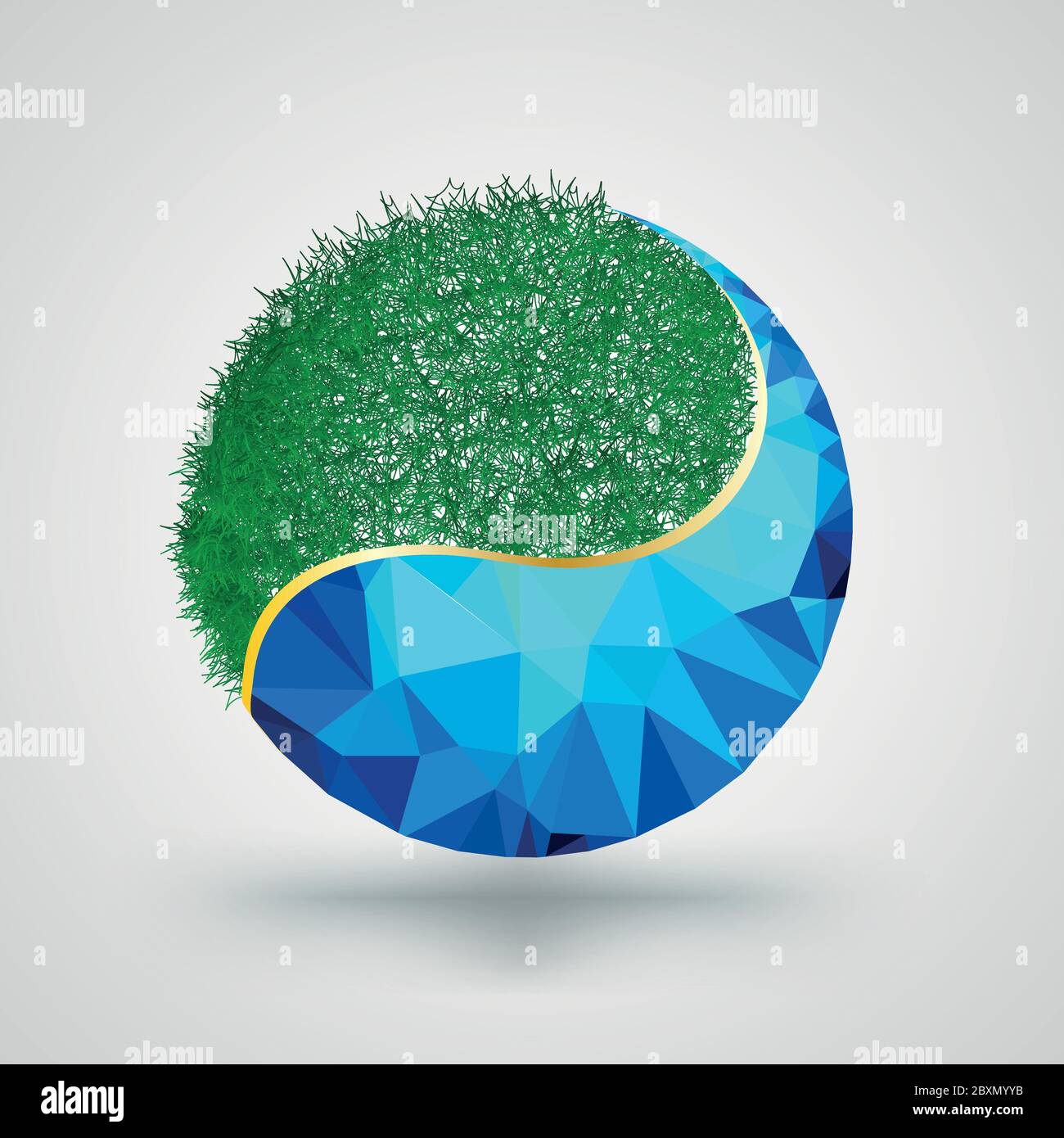 Yin yang gress and geometric polygon vector illustration for balance ...