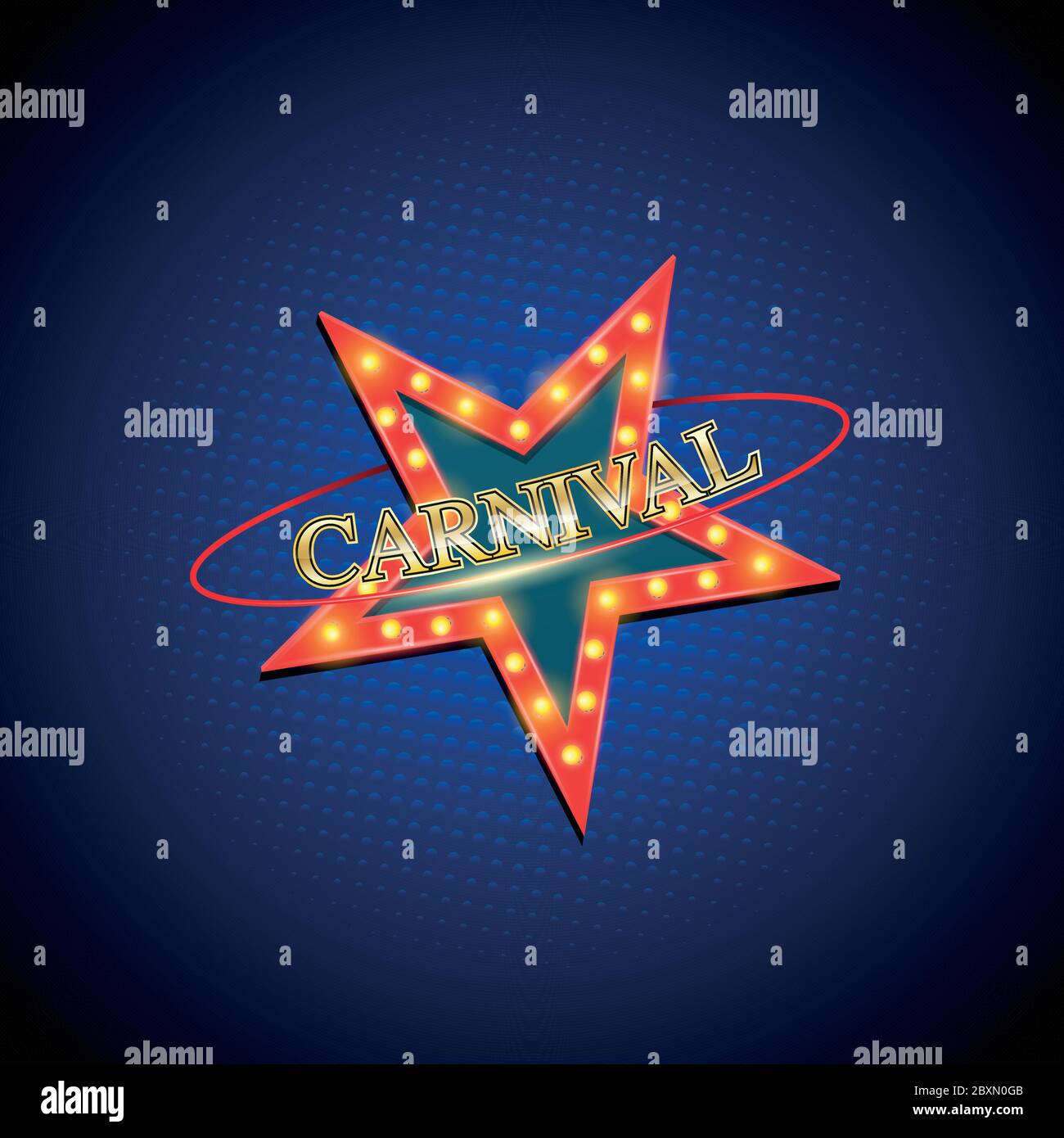 Carnival banner retro style with five star. Vector illustration for carnival poster. Stock Vector