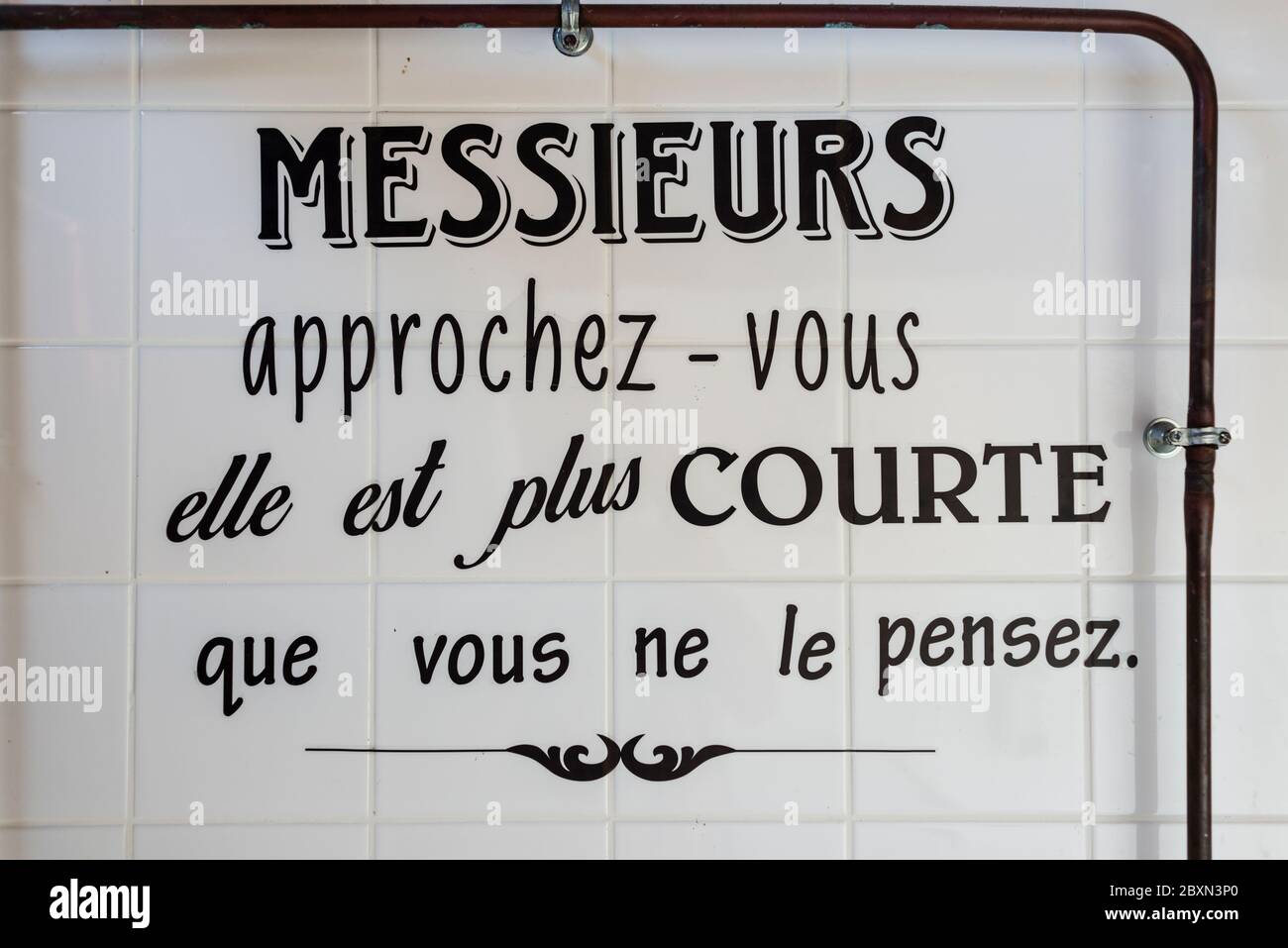 French  Metal Enamel Sign  MESSIEURS Men's Restroom 