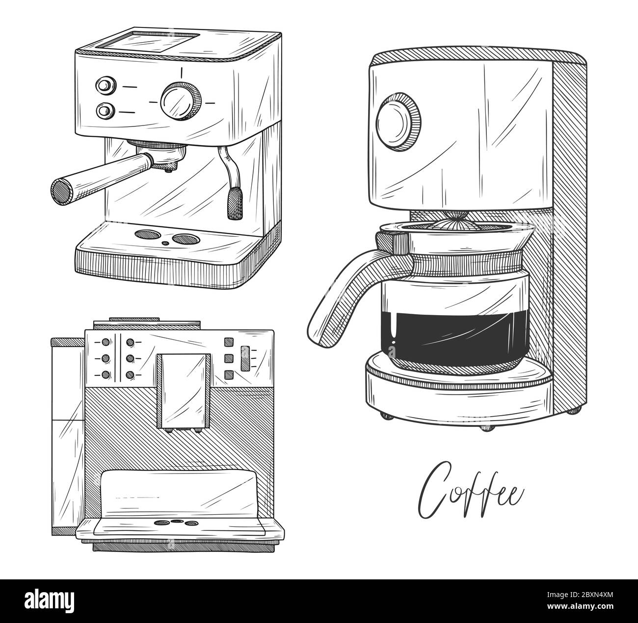 Set of coffee maker isolated on white background. Vector illustration ...