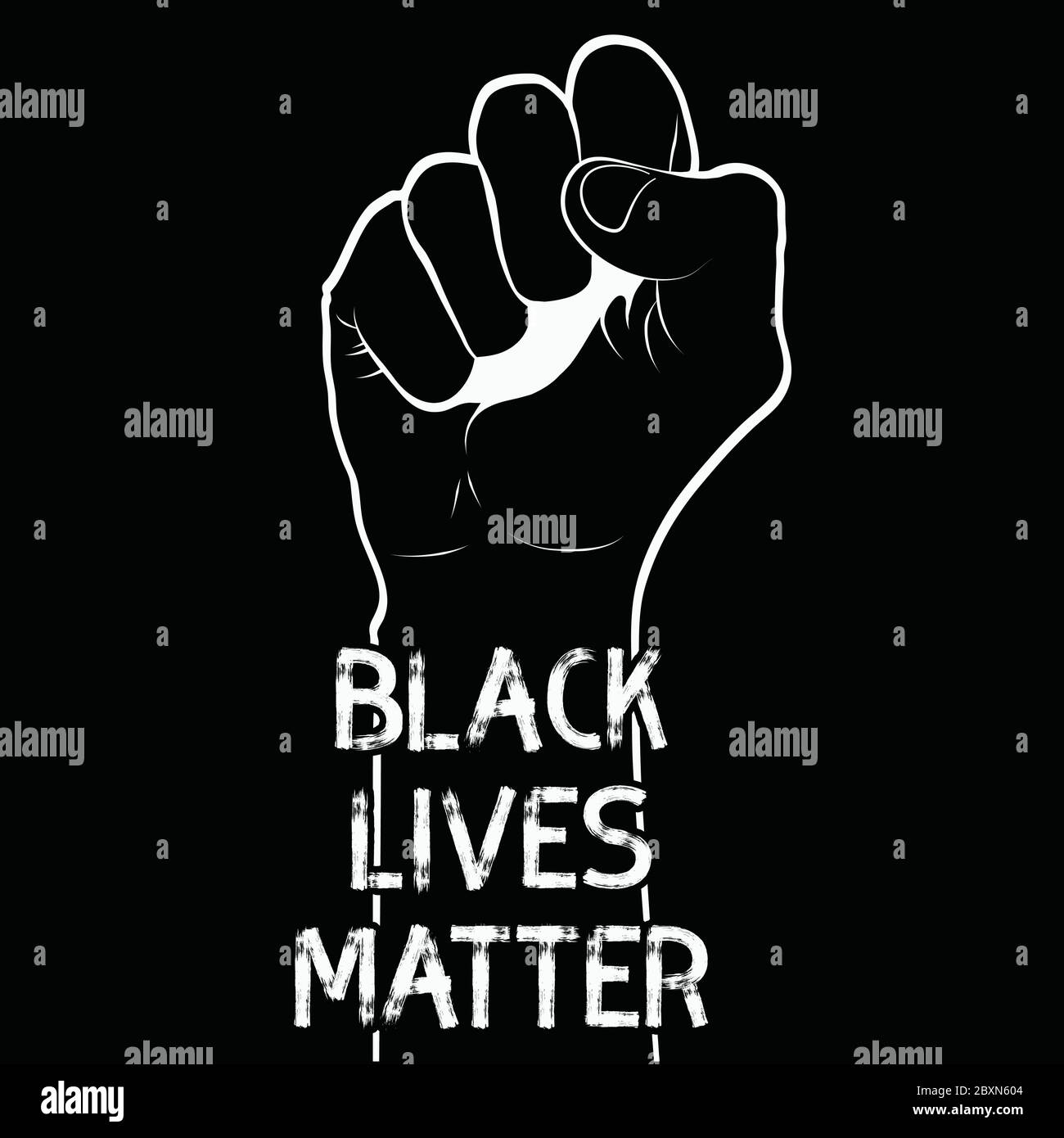 Fist with Black lives matter message. Racism concept Stock Vector