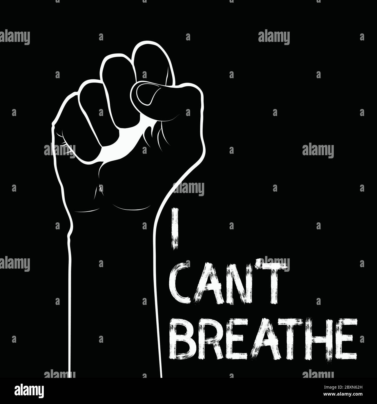 Fist with I cant breathe message. Racism concept Stock Vector