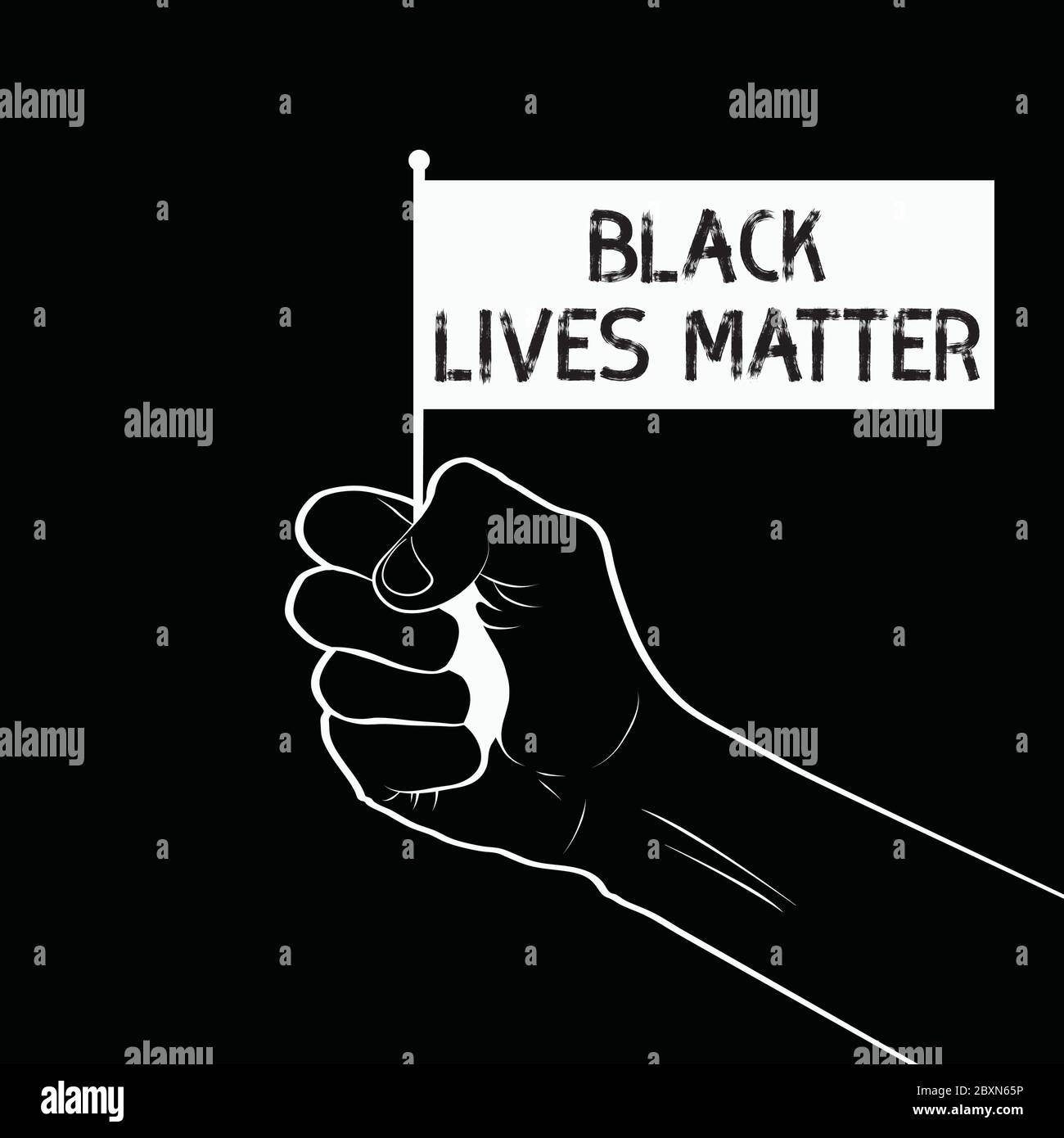 Hand holding a black lives matter flag Stock Vector