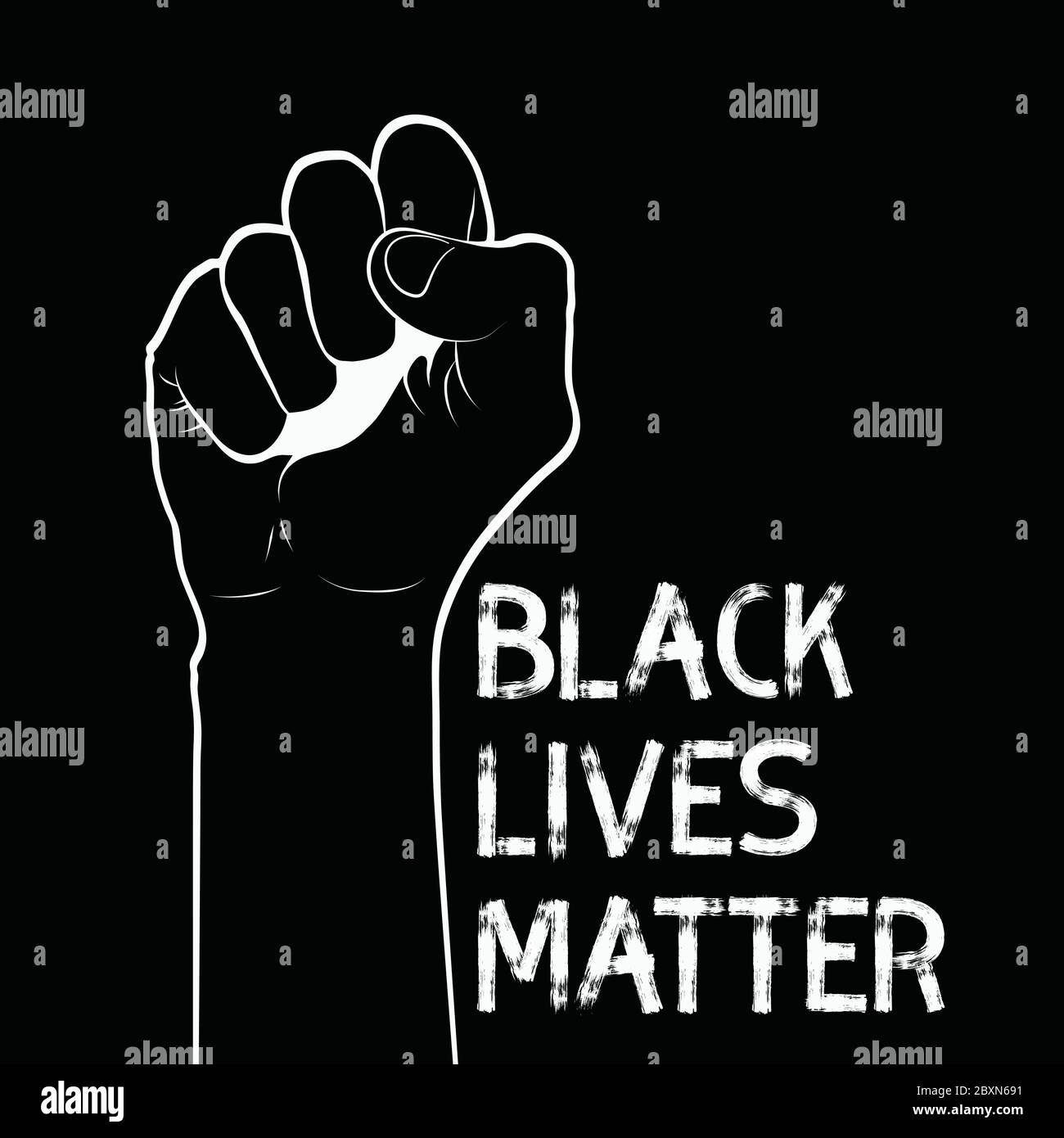 Fist with Black lives matter message. Racism concept Stock Vector