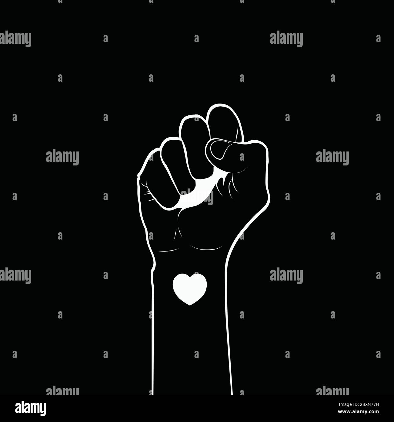 Black lives matter protest fist. Racism concept Stock Vector