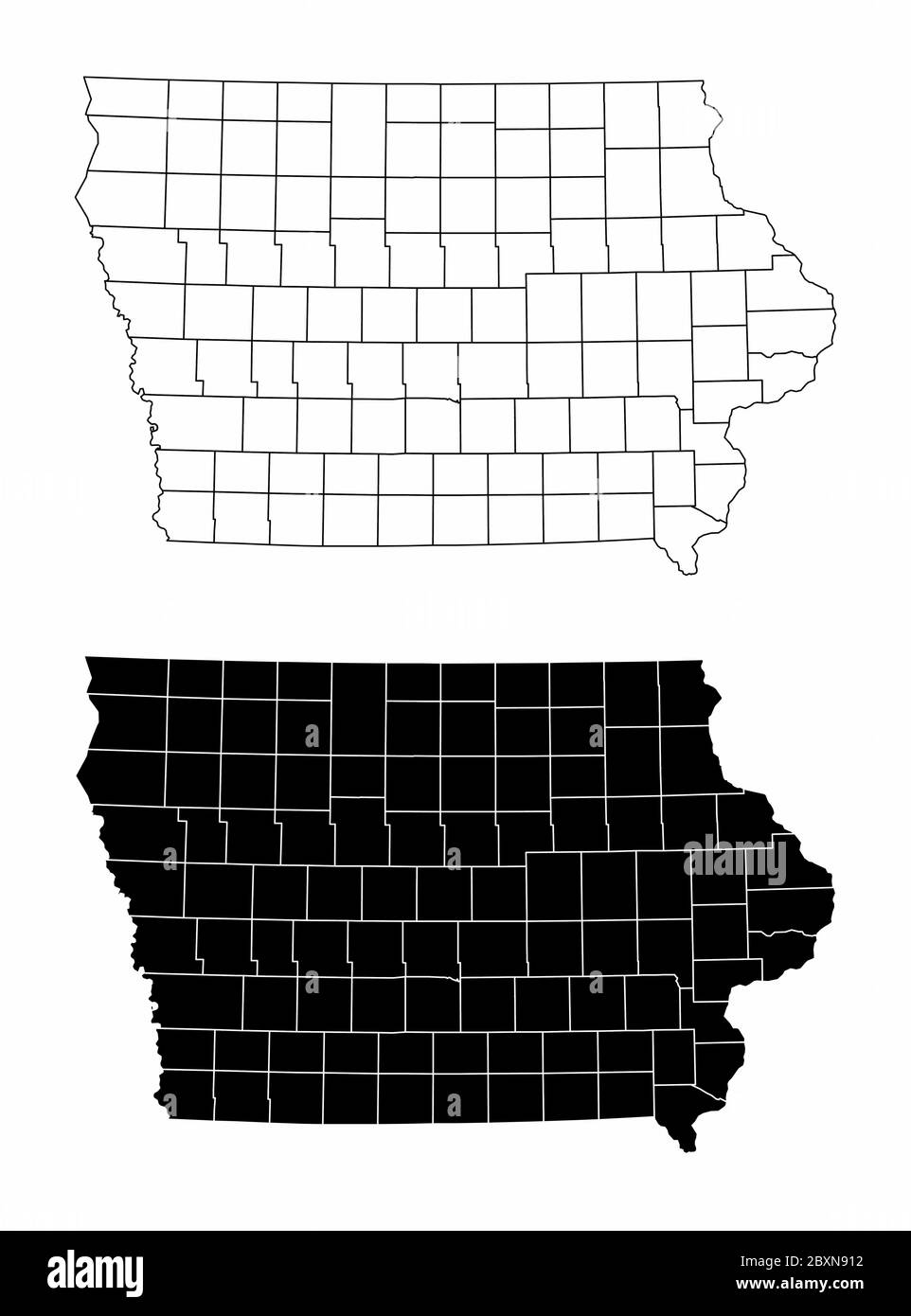 Iowa County Maps Stock Vector