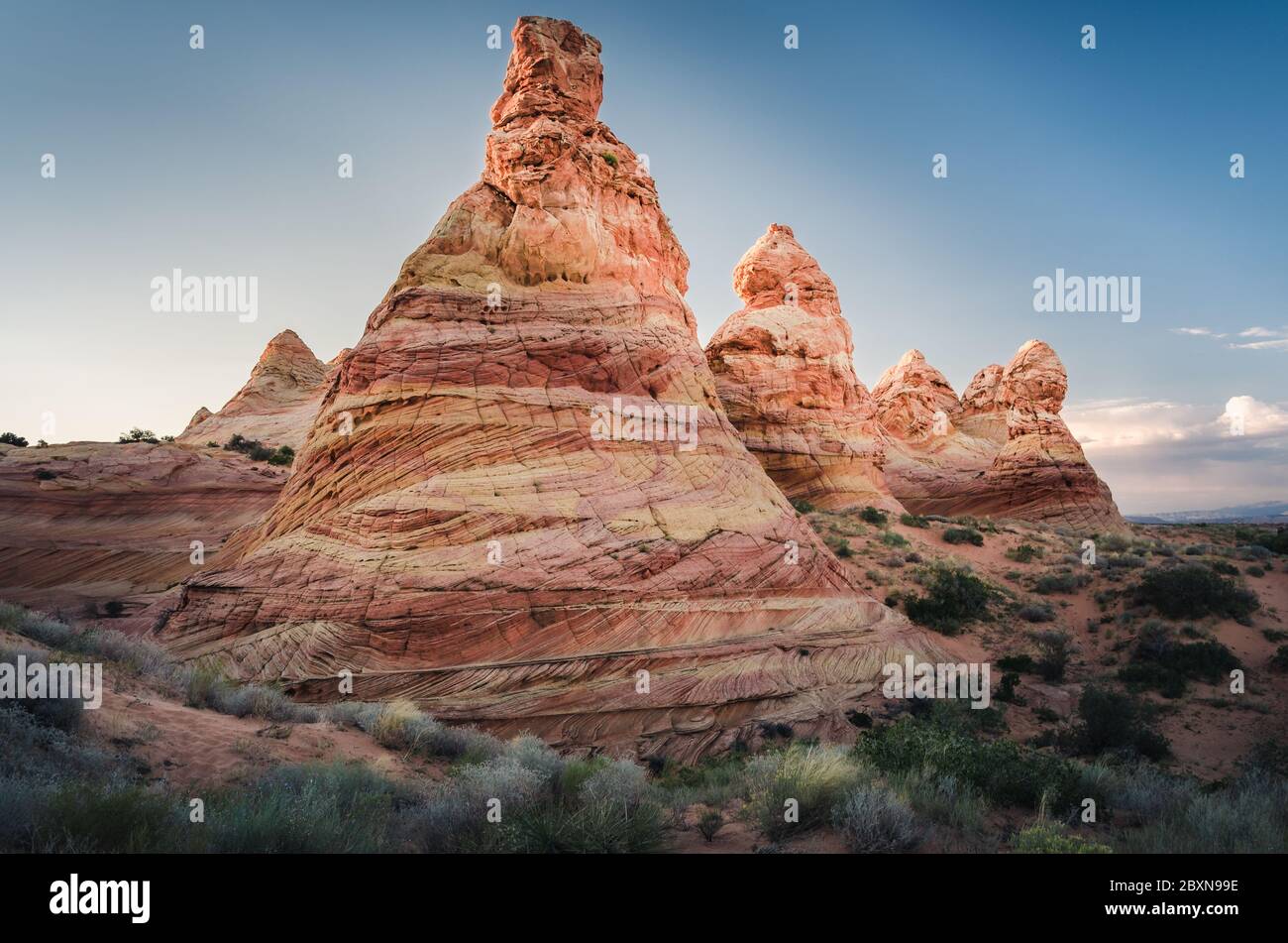 Sandstone towes at Cottonwood Cove, South Coyote Buttes, Utah Stock Photo
