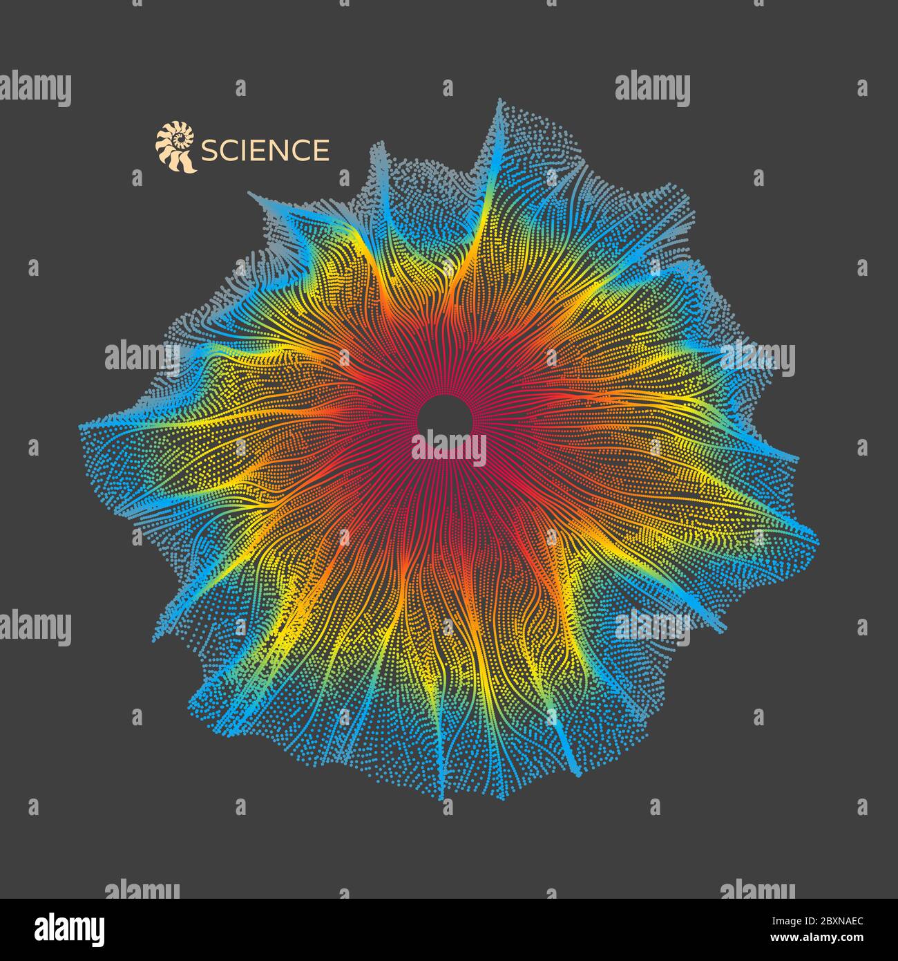 Array with dynamic particles. 3d technology style. Abstract background ...