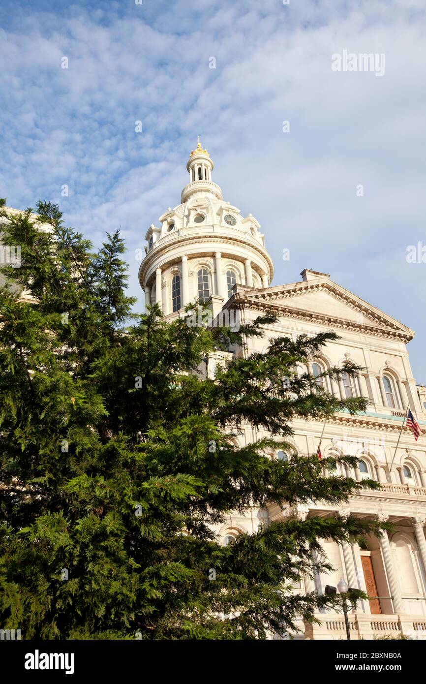 Cose-up to the building of the City hall of Baltimore, Maryland, United States. Stock Photo