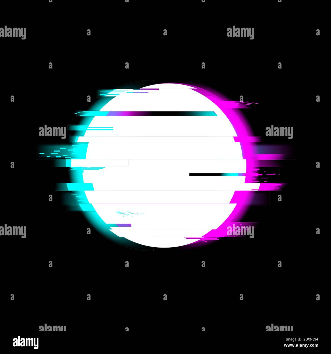 Distorted glitch style Start recording Media video file or music symbol - play video button, vector illustration on black background Stock Vector