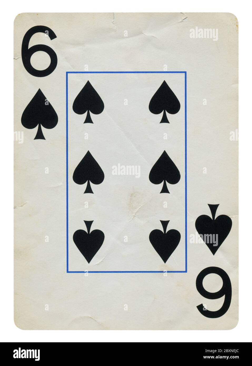 Six of Spades Vintage playing card - isolated on white (clipping path included) Stock Photo