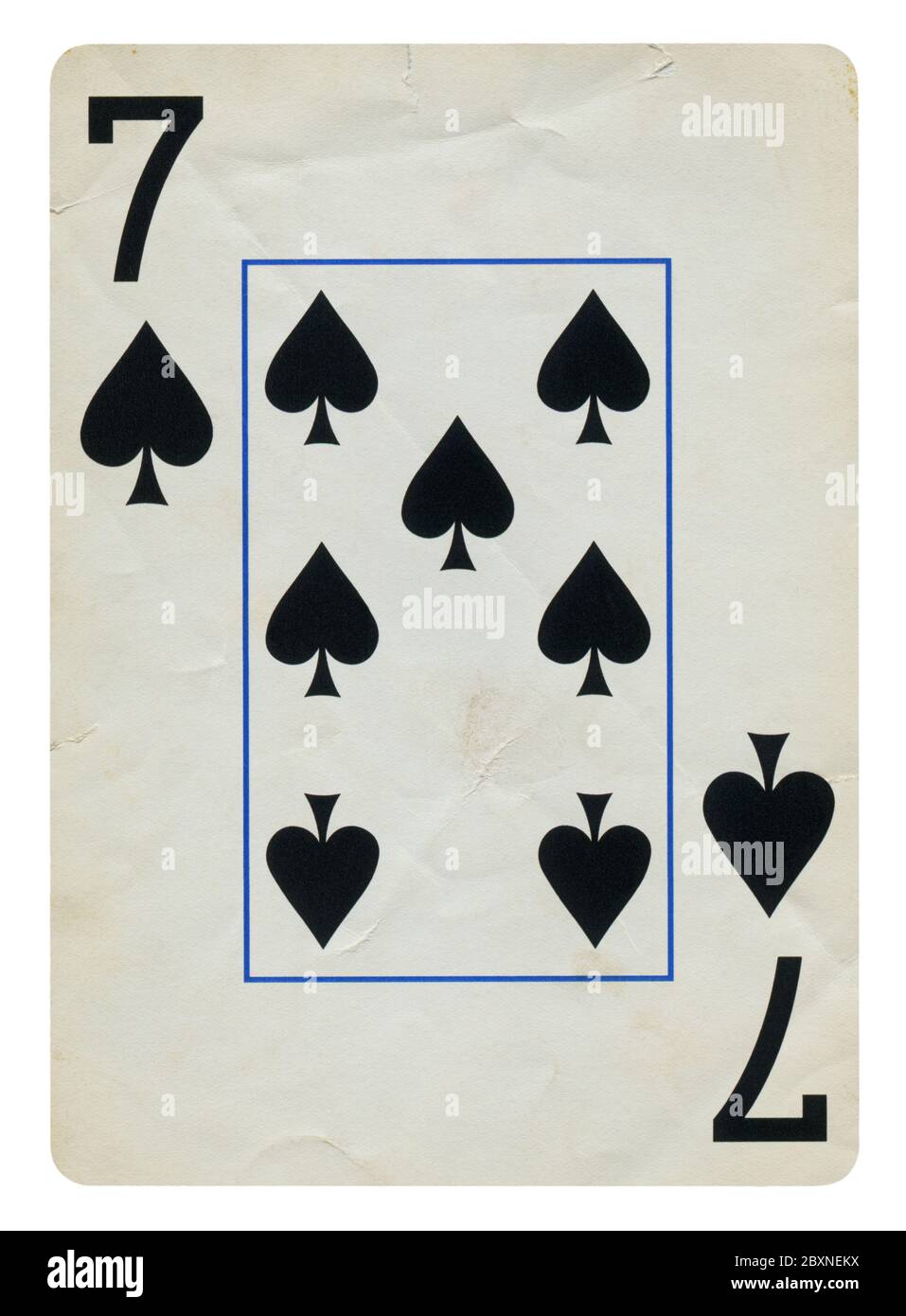 Seven of Spades Vintage playing card - isolated on white (clipping