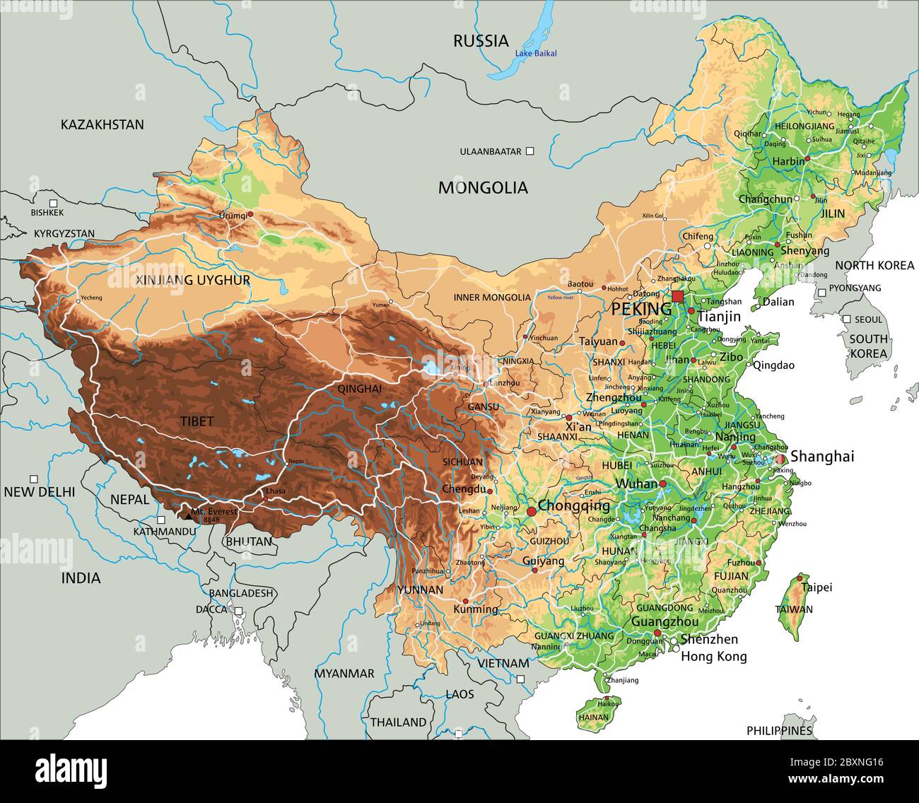 Unlocking China Exploring Its - High Detailed China Physical Map With Labeling 2BXNG16
