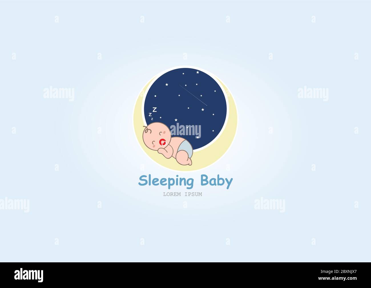 Baby Sleeping on The Moon Vector Illustration Stock Vector Image & Art ...