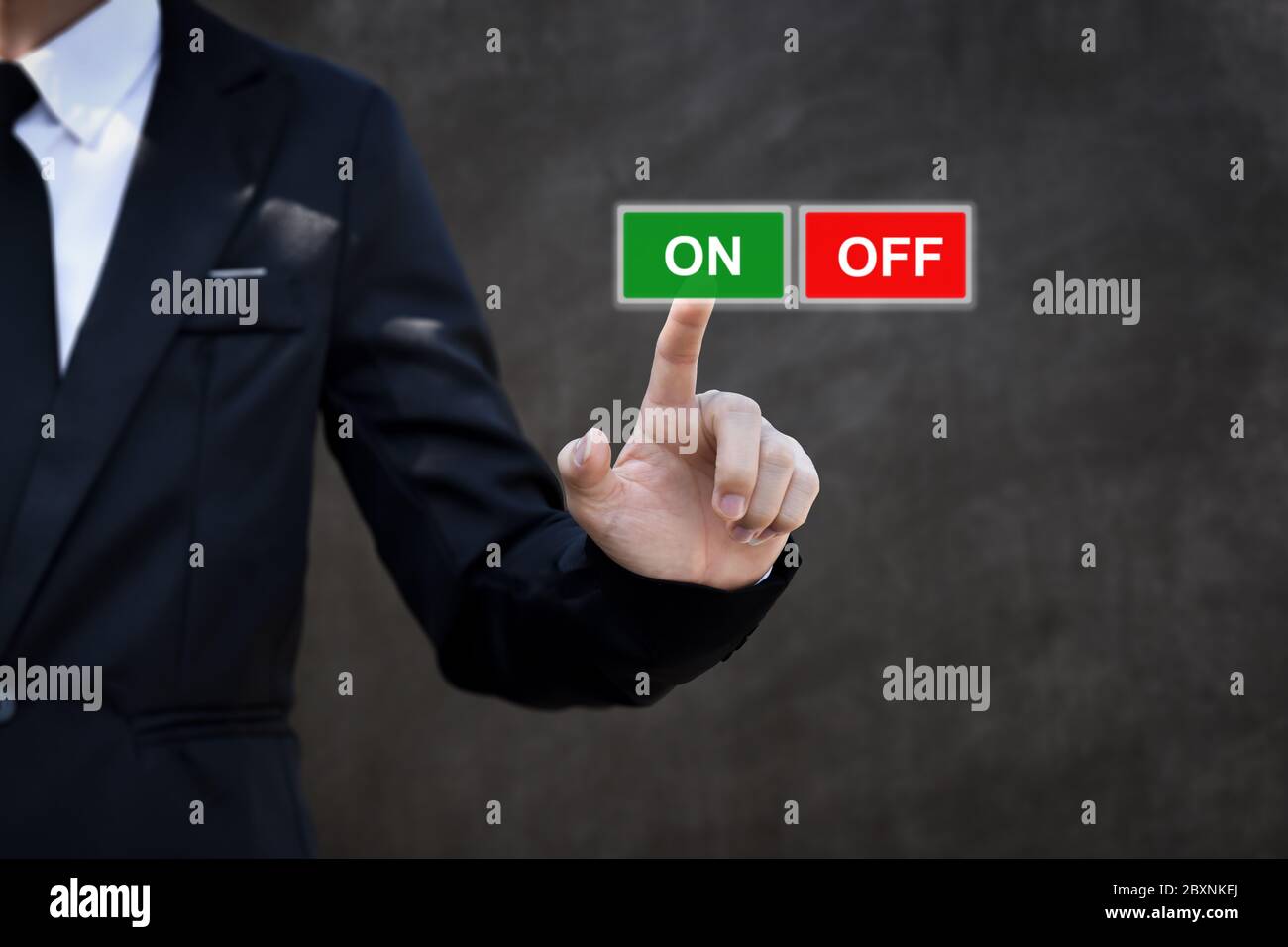 Businessman pressing ON OFF button. Concept of technology and business ...