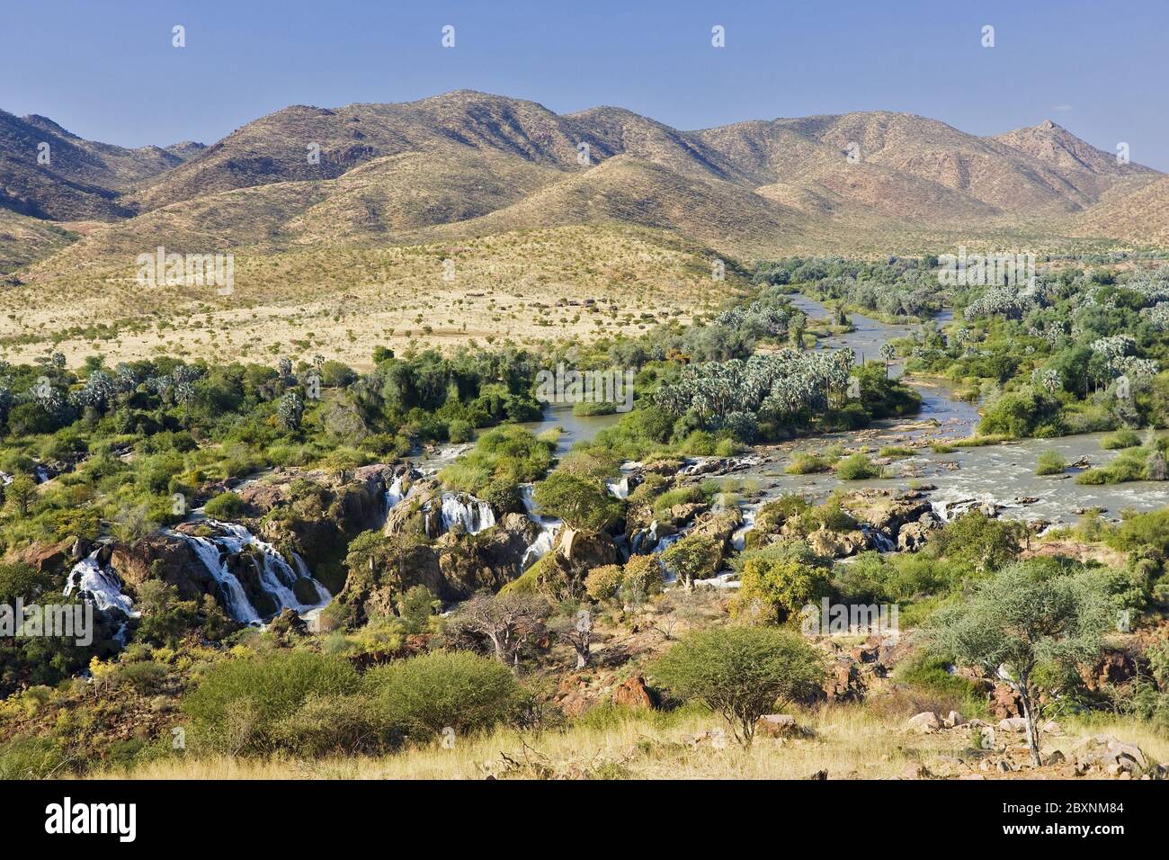 Kunene River, Kaokoveld, Namibia, Afrika, Epupa Falls, Africa Stock Photo