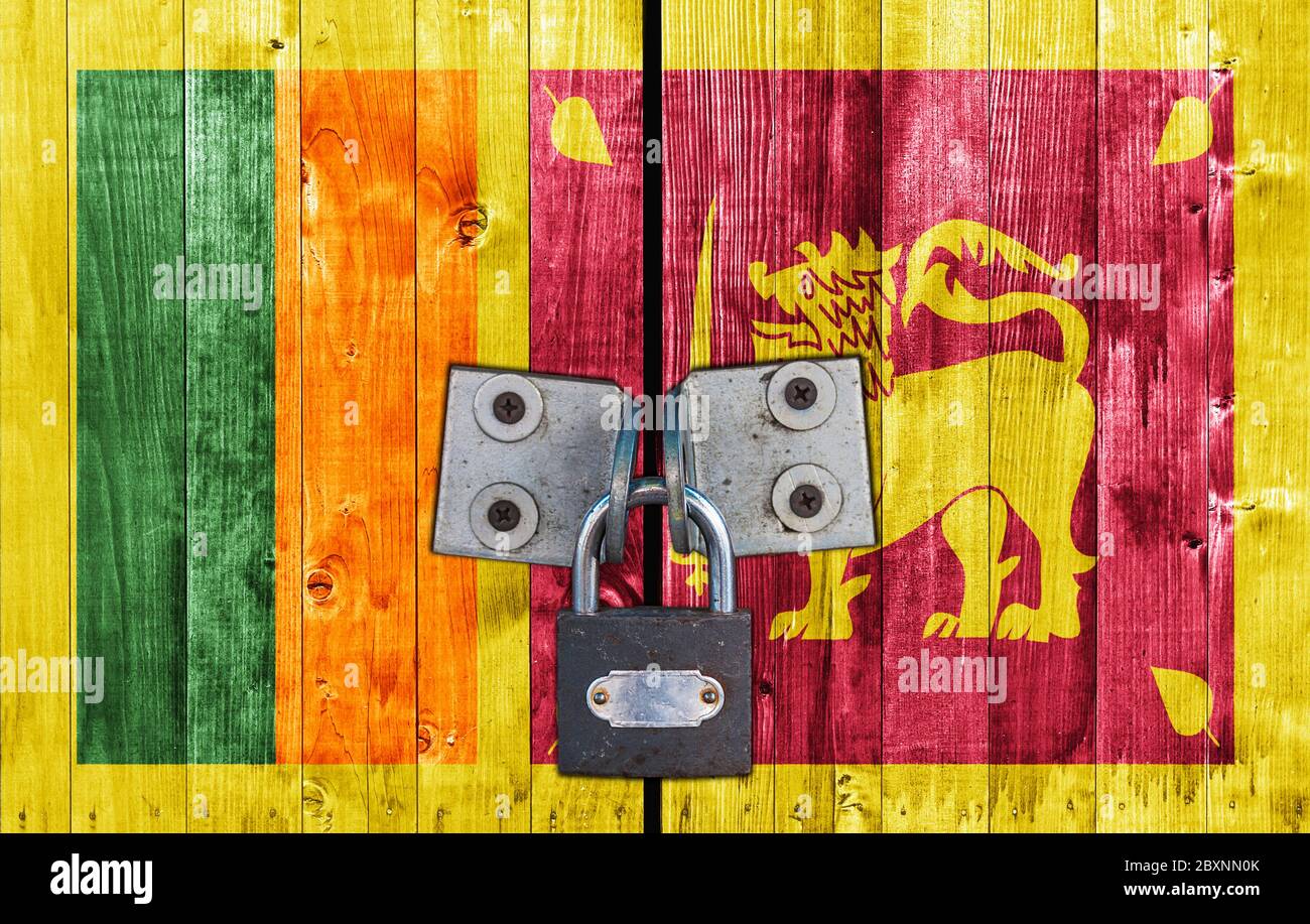 Sri Lanka flag on door with padlock Stock Photo Alamy