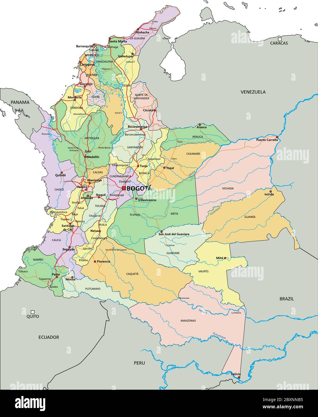 Detailed Map Of Colombia Colombia - Highly Detailed Editable Political Map With Labeling Stock  Vector Image & Art - Alamy