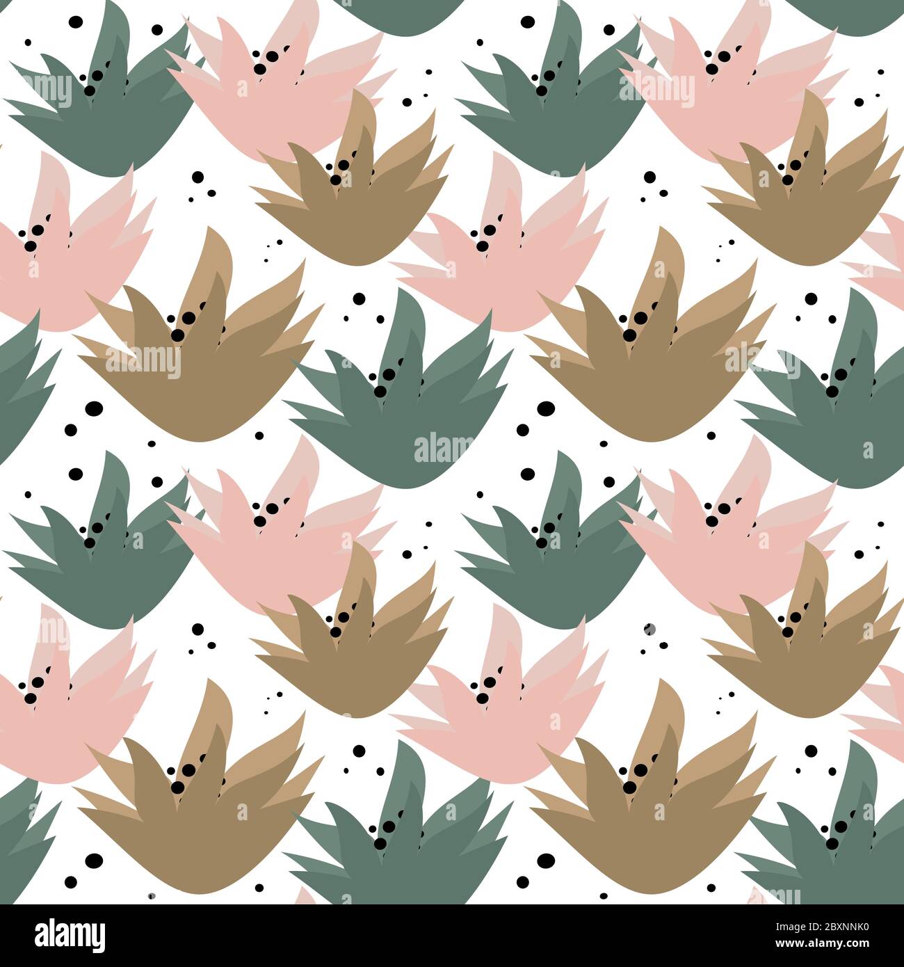 Cute seamless vector pattern background illustration with flowers and ...