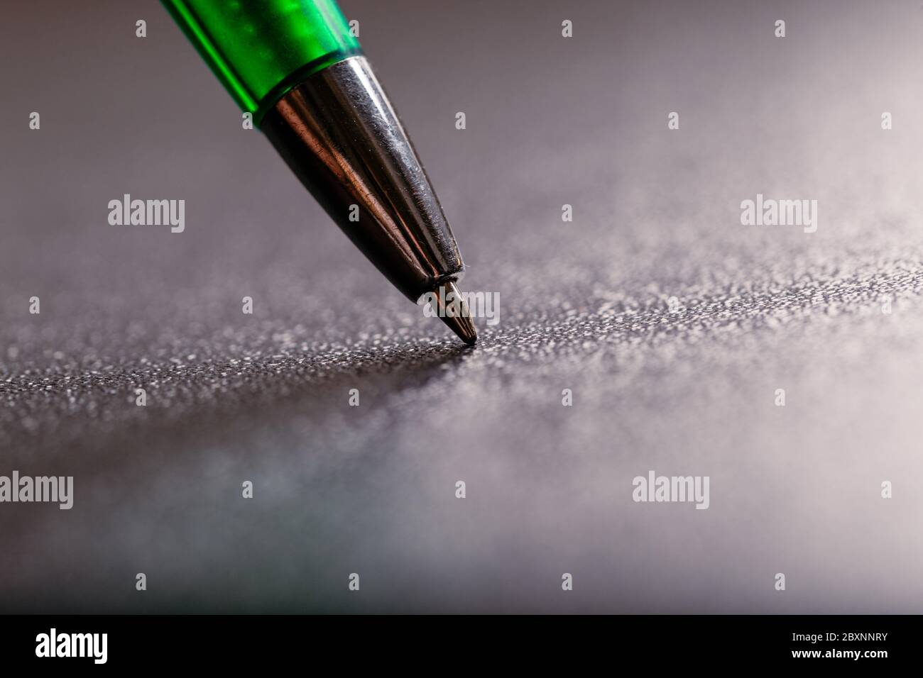 automatic plastic ballpoint pen with clipping path on black background. close up. Stock Photo