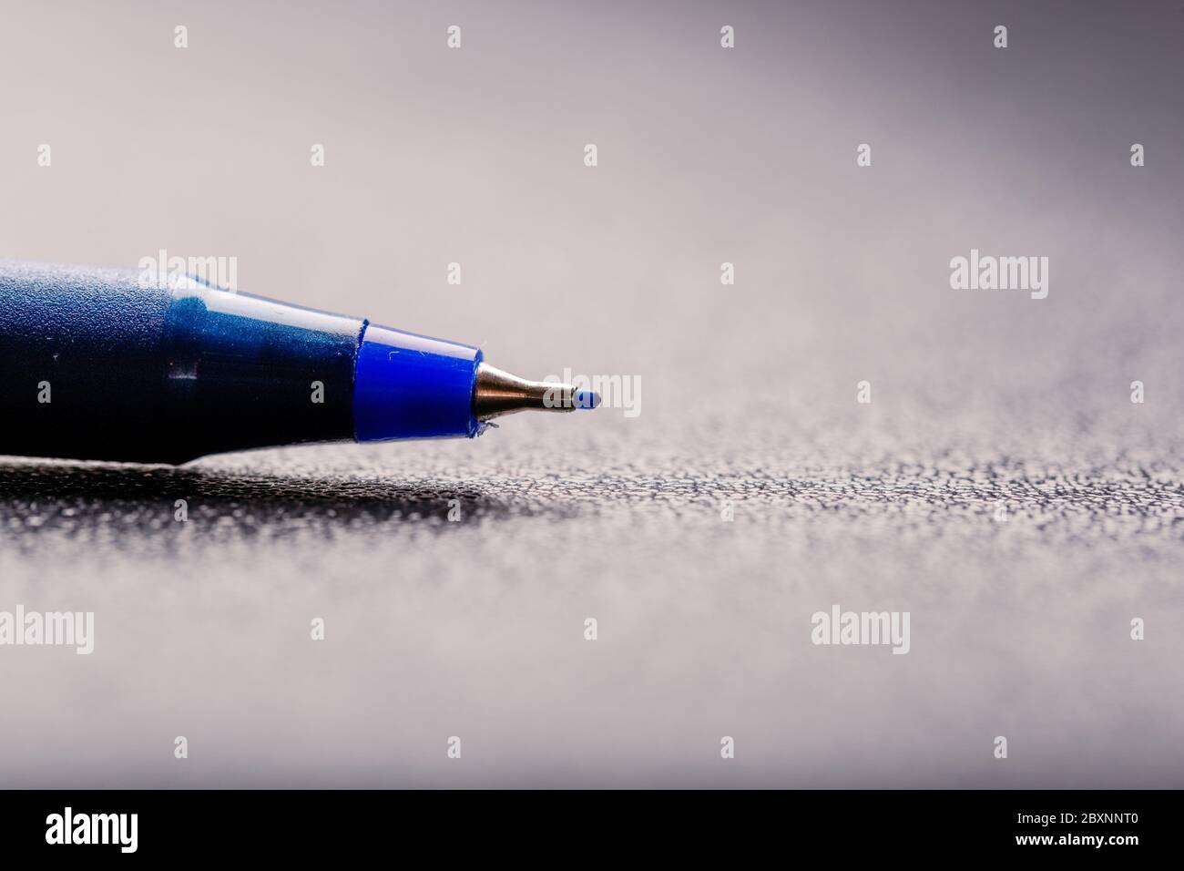 automatic plastic ballpoint pen with clipping path on black background. close up. Stock Photo