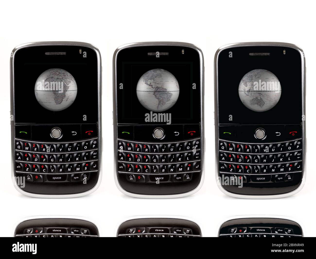 A mobile phone isolated against a white background Stock Photo - Alamy