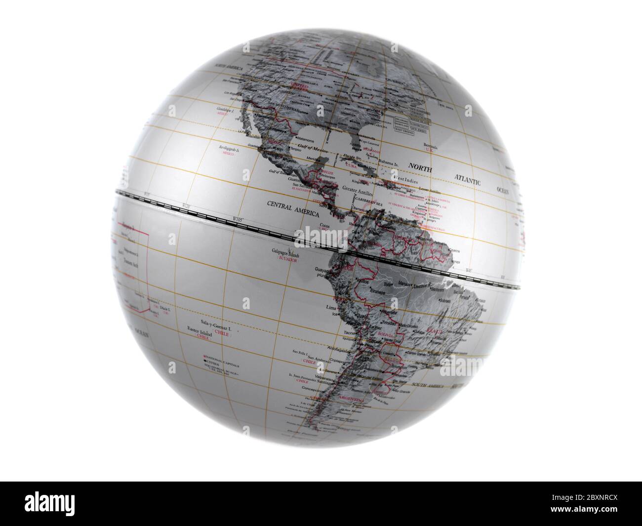 A world globe isolated aqainst a white background Stock Photo - Alamy