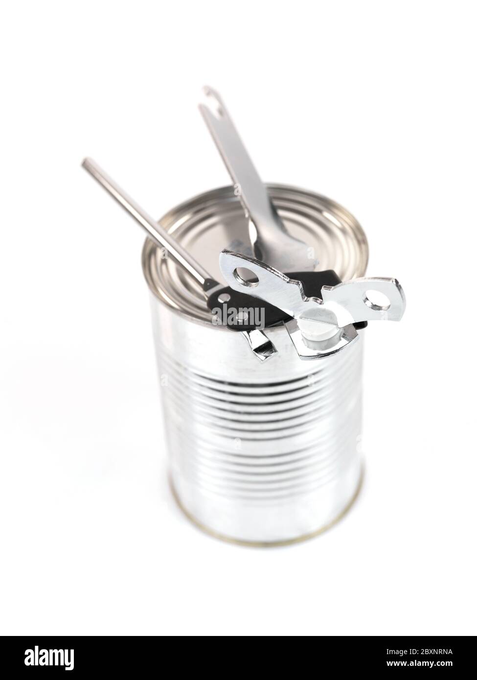 Tin Can Opener With A Green Plastic Handle On A White Background Stock  Photo - Download Image Now - iStock