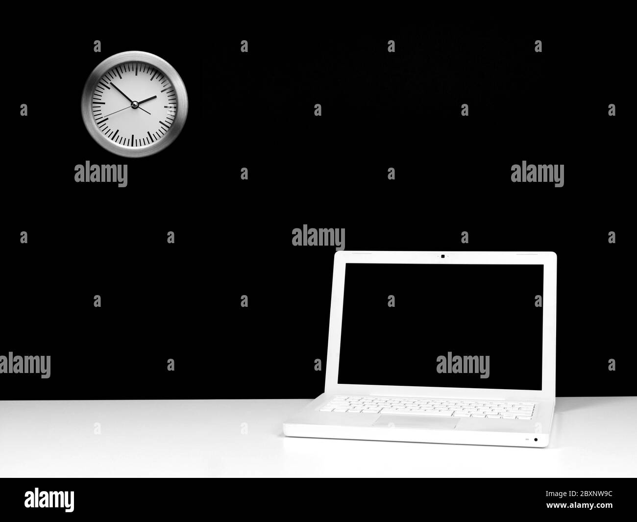 Office workplace laptop working Black and White Stock Photos & Images ...