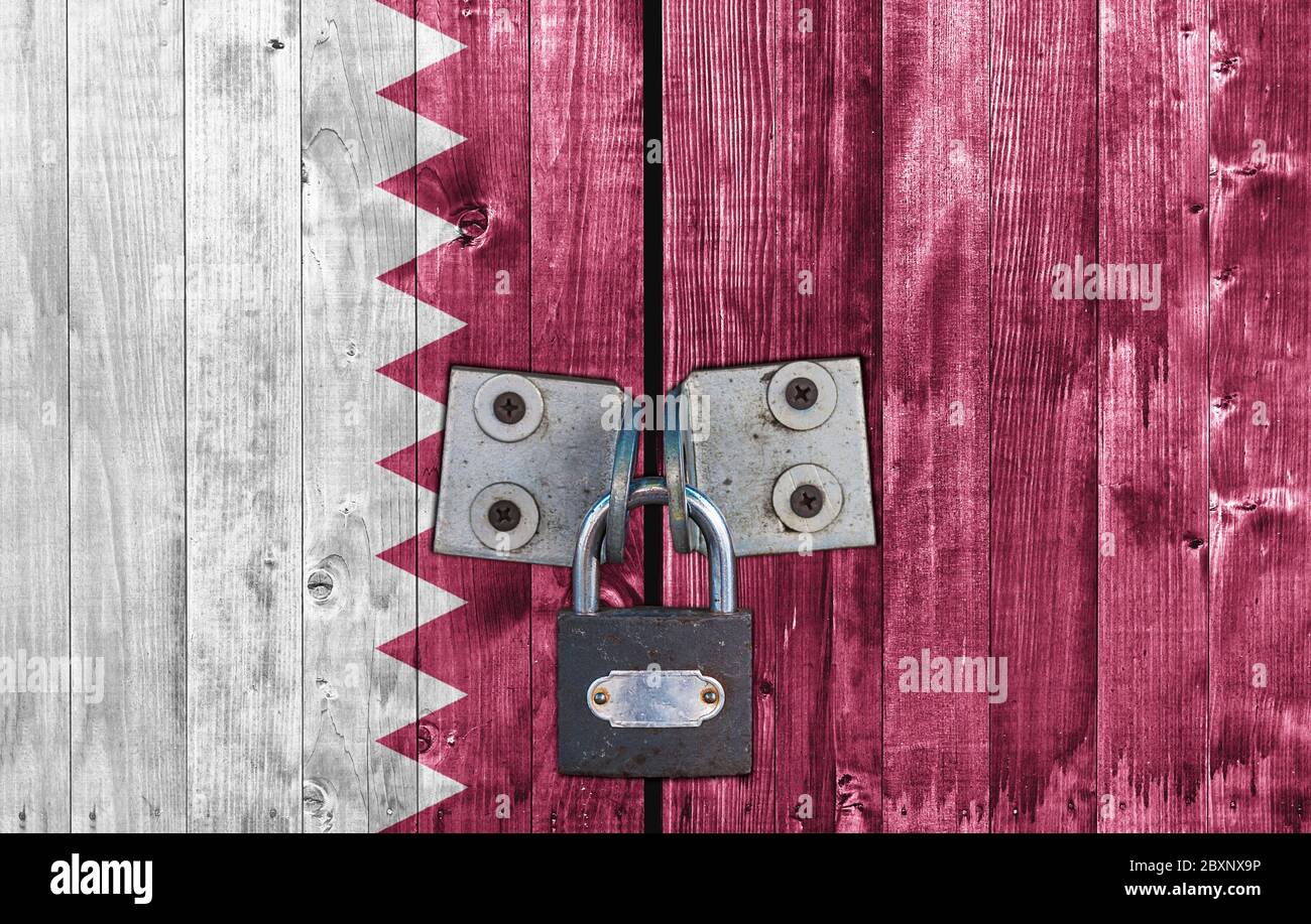 Qatar flag on door with padlock Stock Photo Alamy