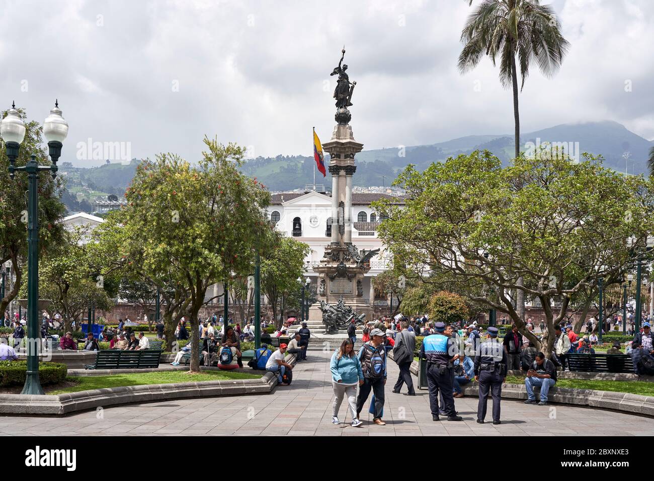 Statue of Liberty in Independence Square, Quito, Ecuador Stock Photo