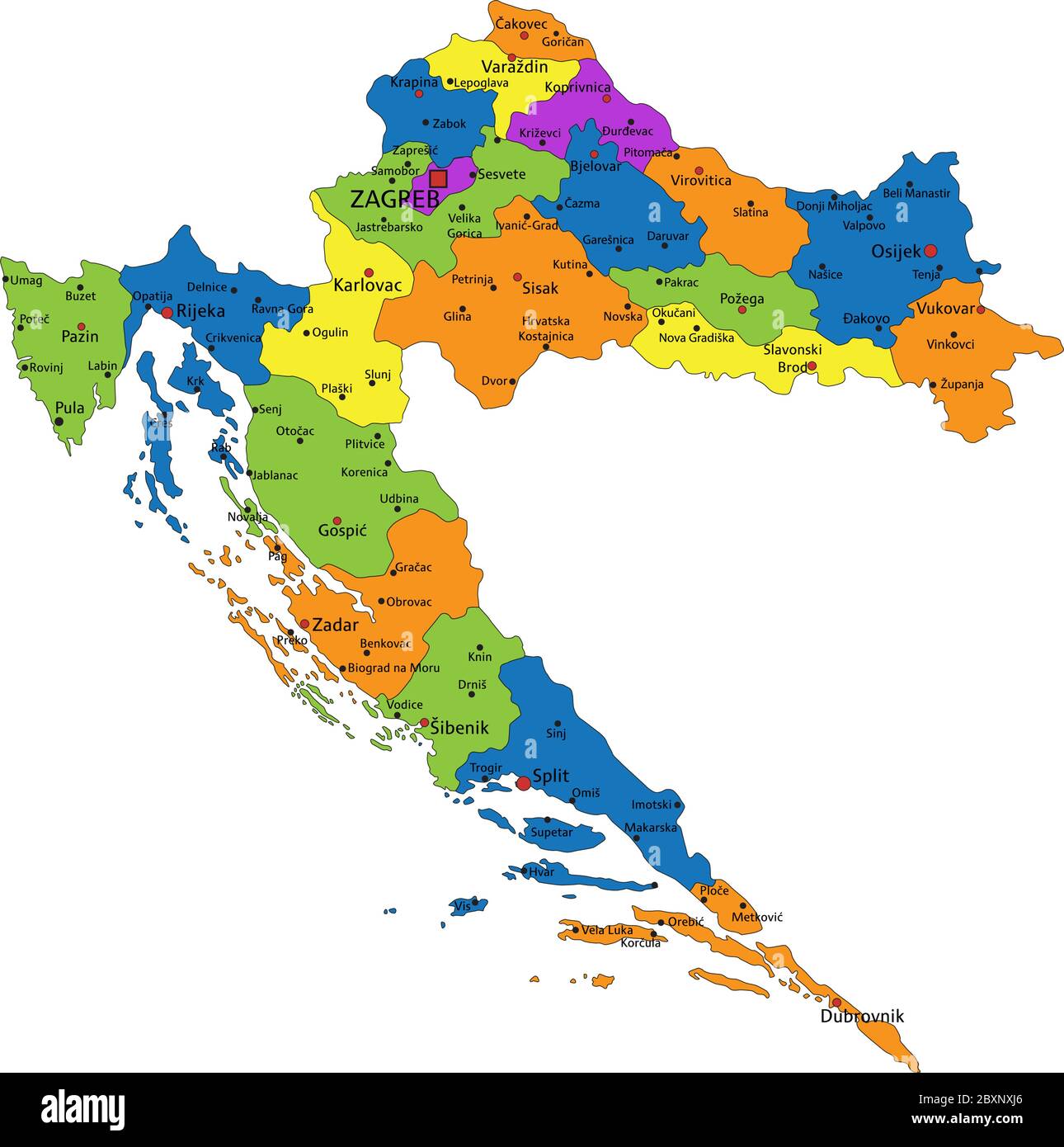 Map of croatia hi-res stock photography images - Alamy